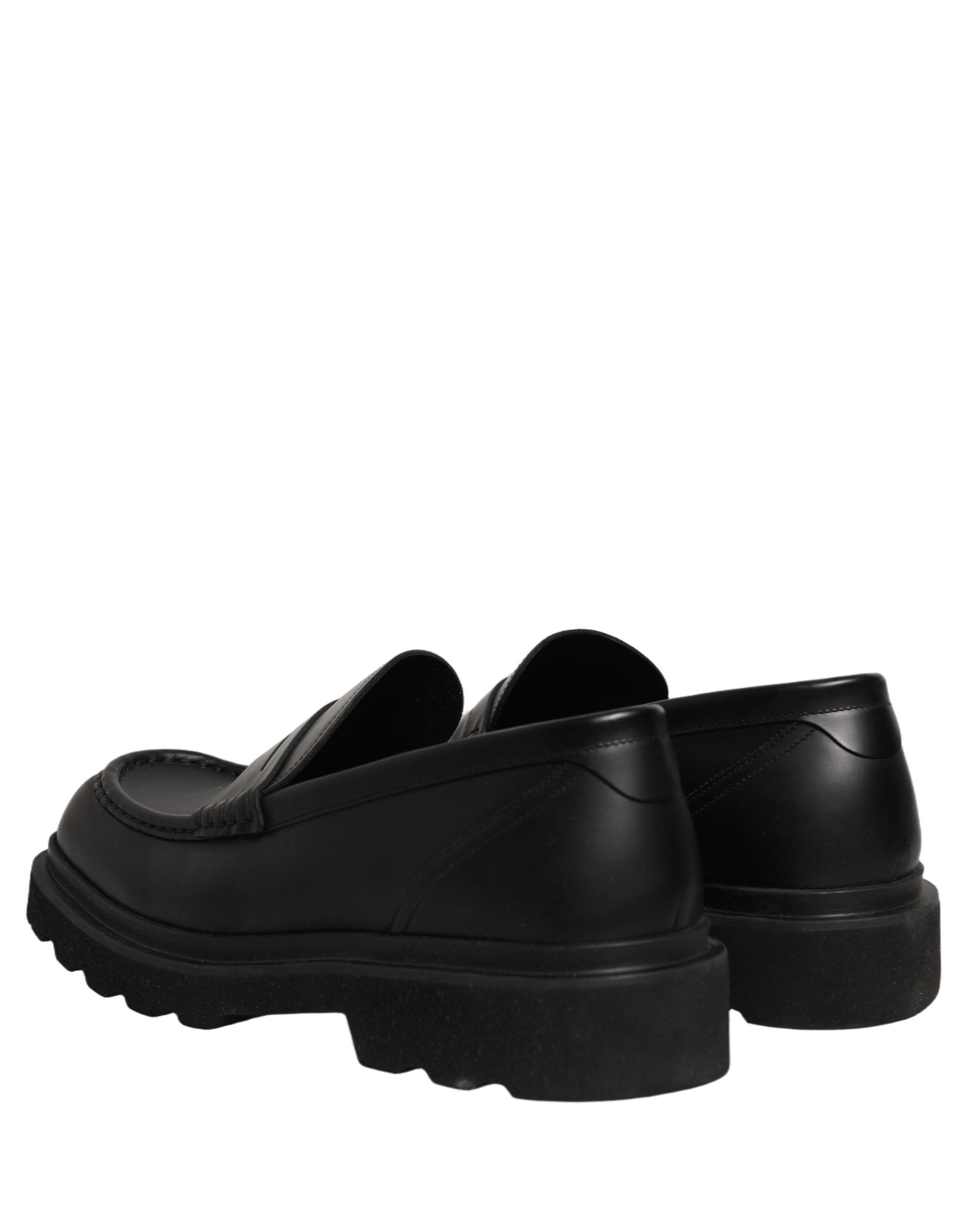 Black Calfskin Leather Men Dress Loafer Shoes