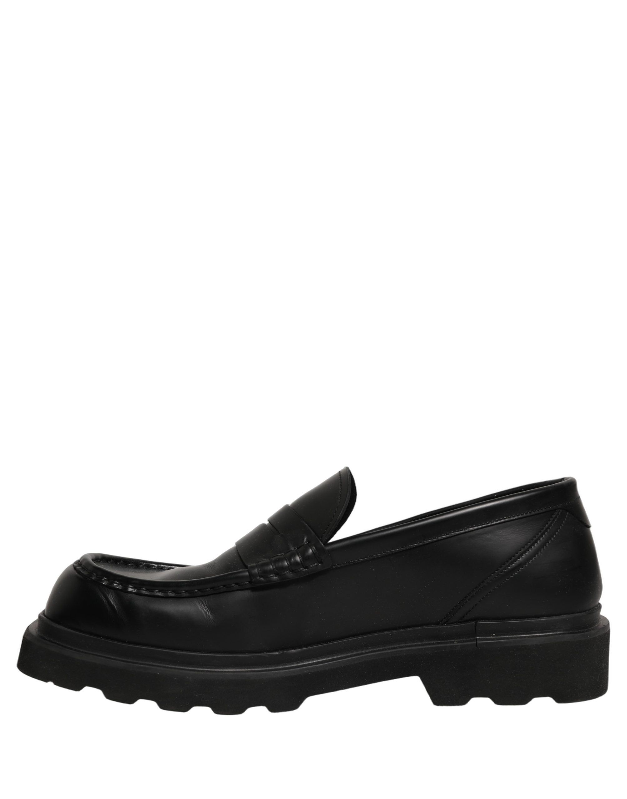 Black Calfskin Leather Men Dress Loafer Shoes