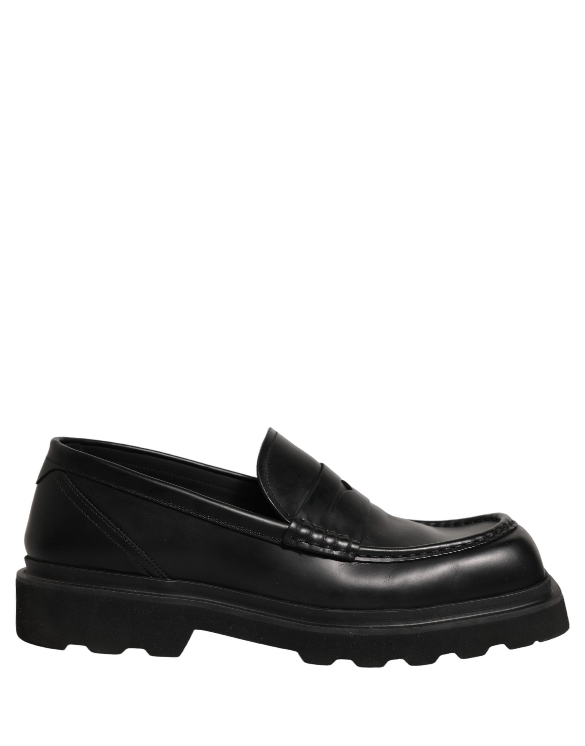 Black Calfskin Leather Men Dress Loafer Shoes