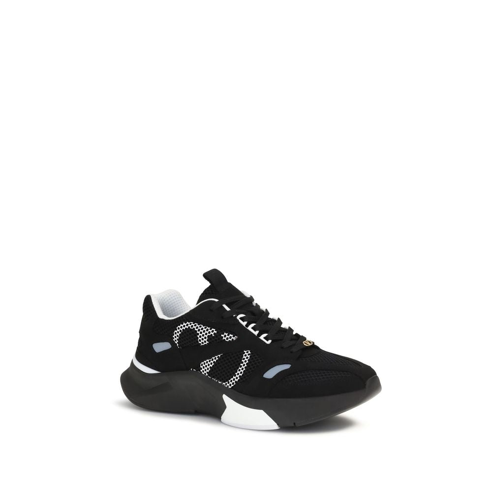 Black Polyester Athletic Sneakers
