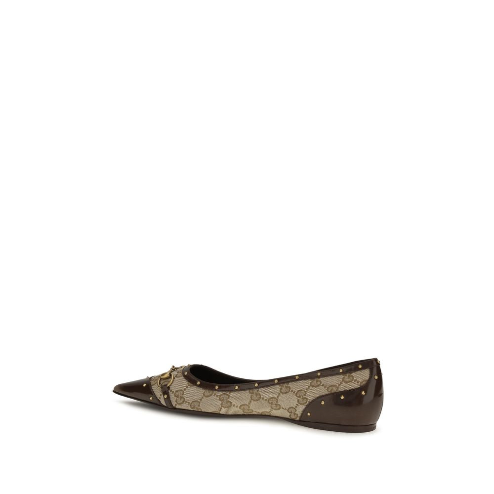 Beige Fabric Ballet Flats