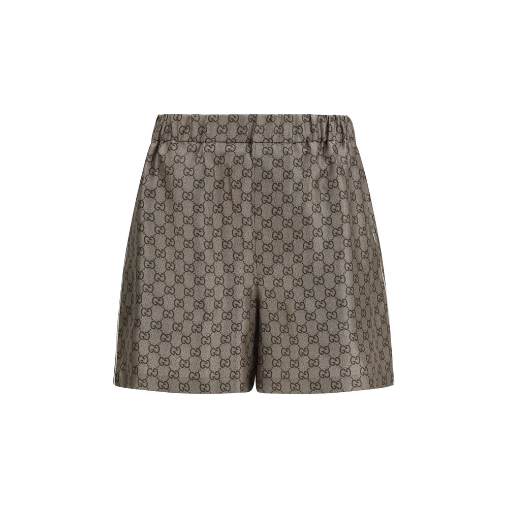 Beige Silk Bermuda Shorts