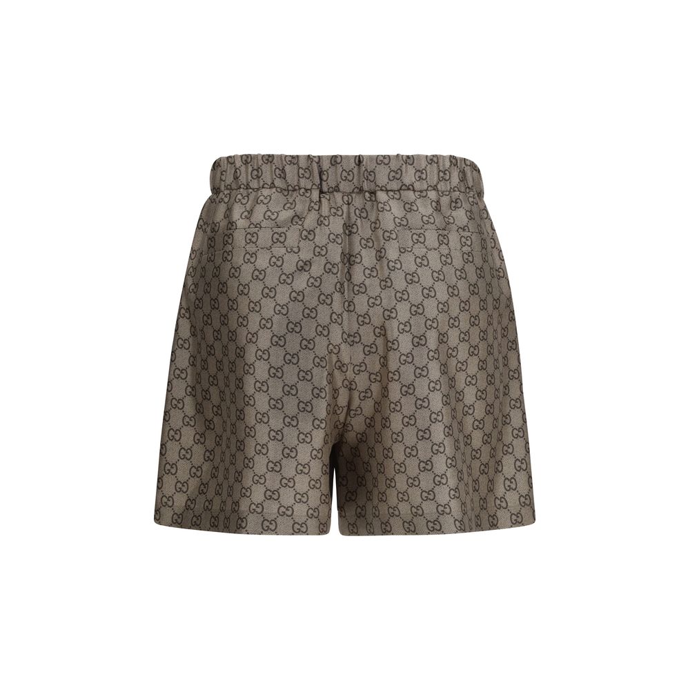 Beige Silk Bermuda Shorts