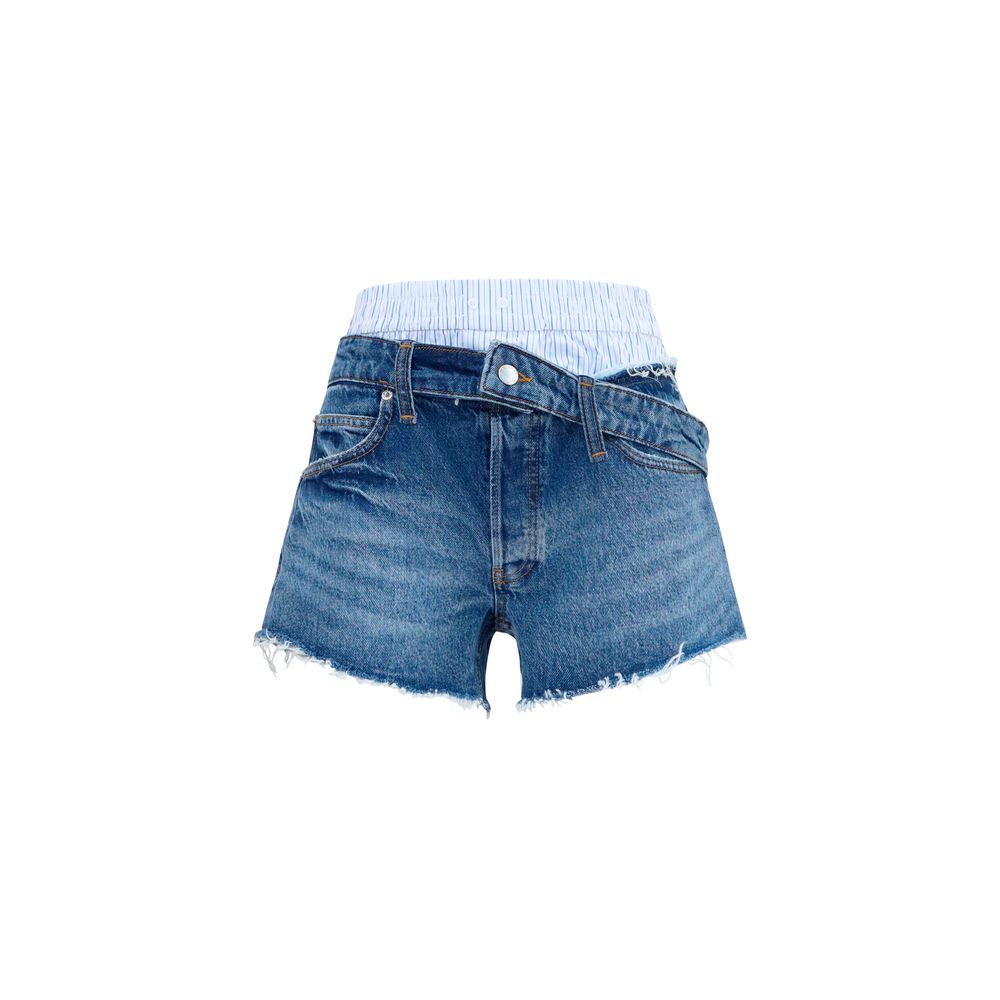 Blue Cotton Bermuda Shorts