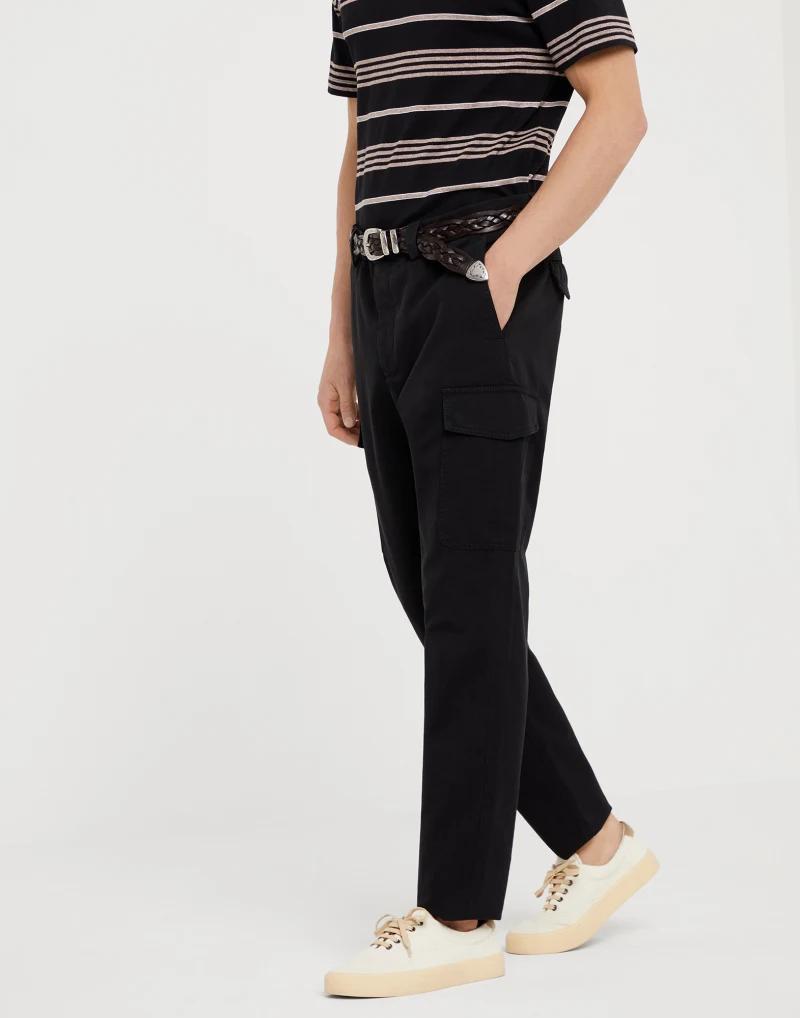 Black Cotton Cargo Pants