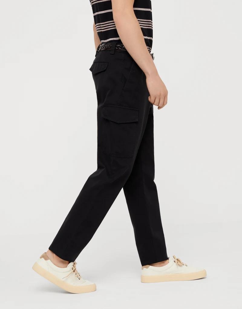 Black Cotton Cargo Pants