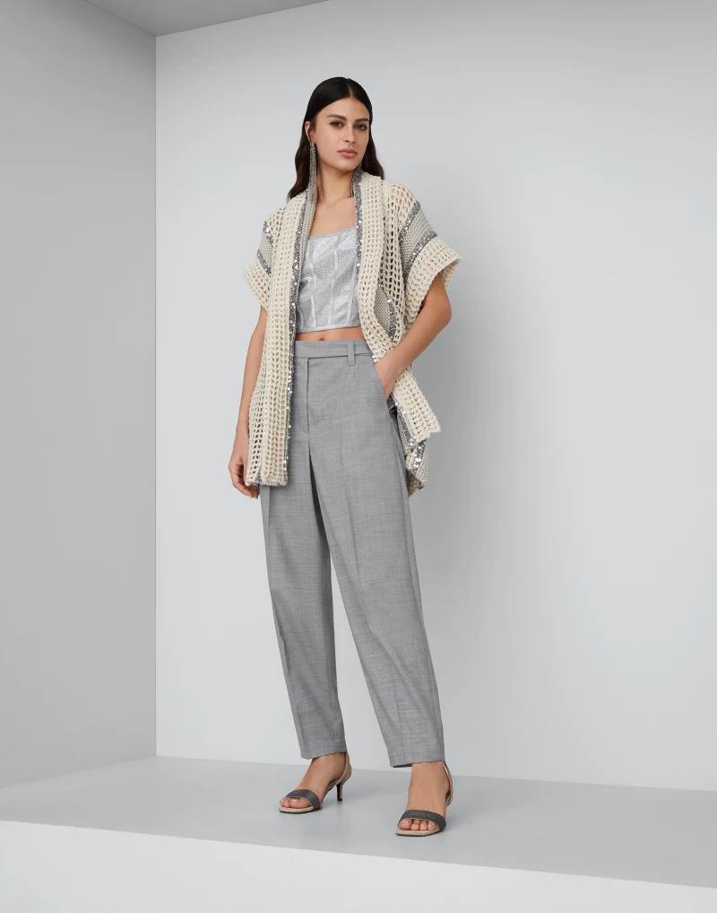 Bicolor Fibres Sleeveless Jacket
