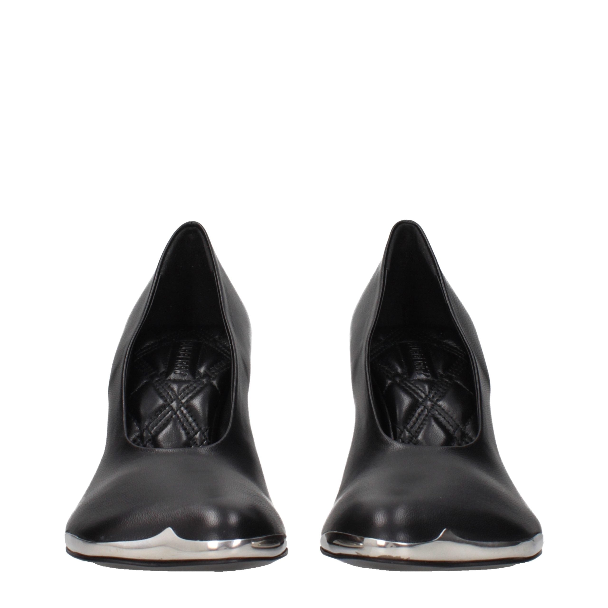 Black Leather High Heel Pumps