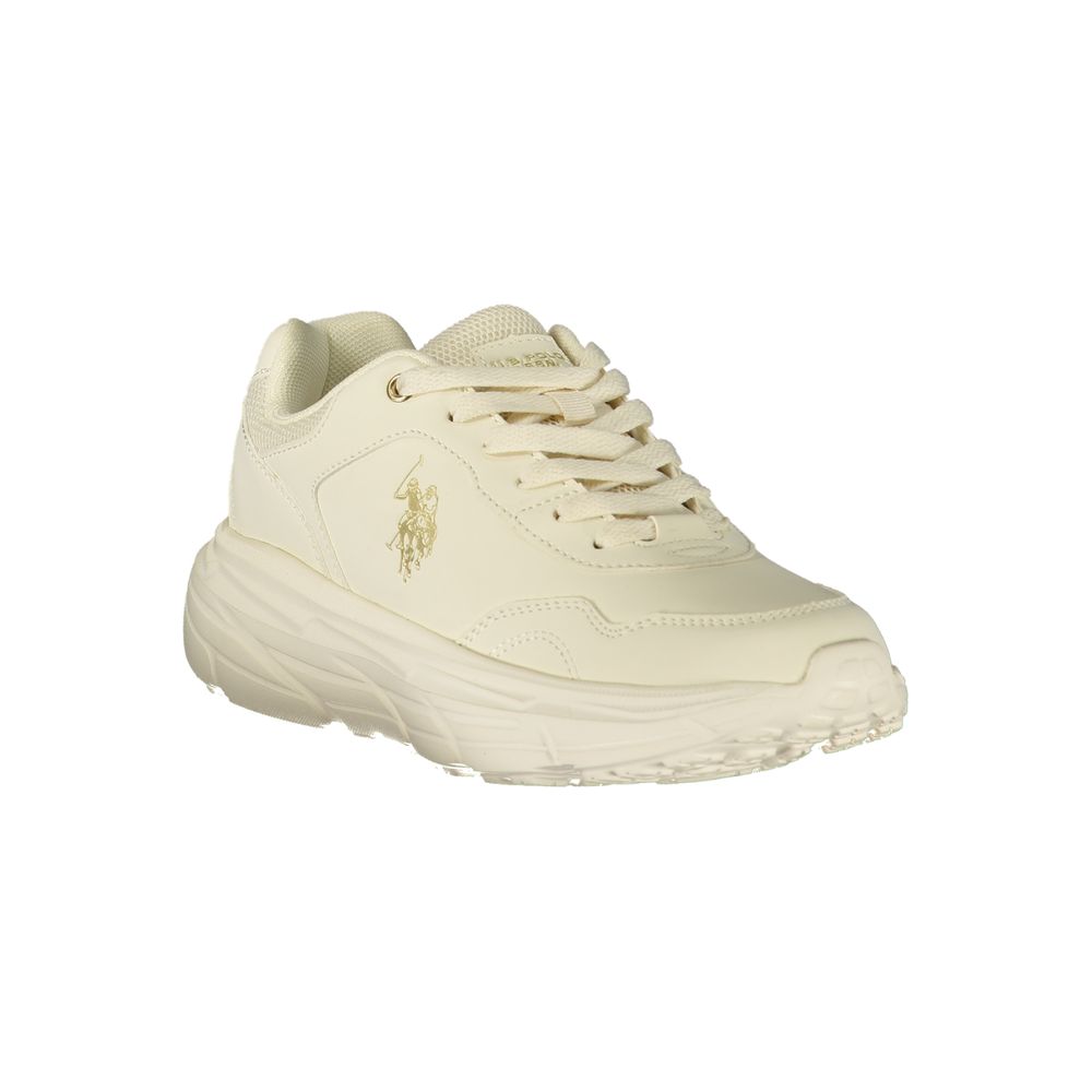 White Polyester Athletic Sneakers