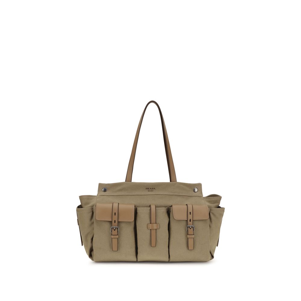 Bicolor Cotton Shoulder Bag