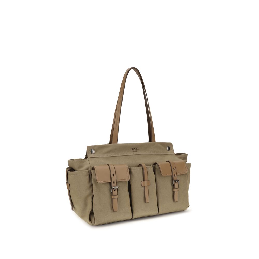 Bicolor Cotton Shoulder Bag