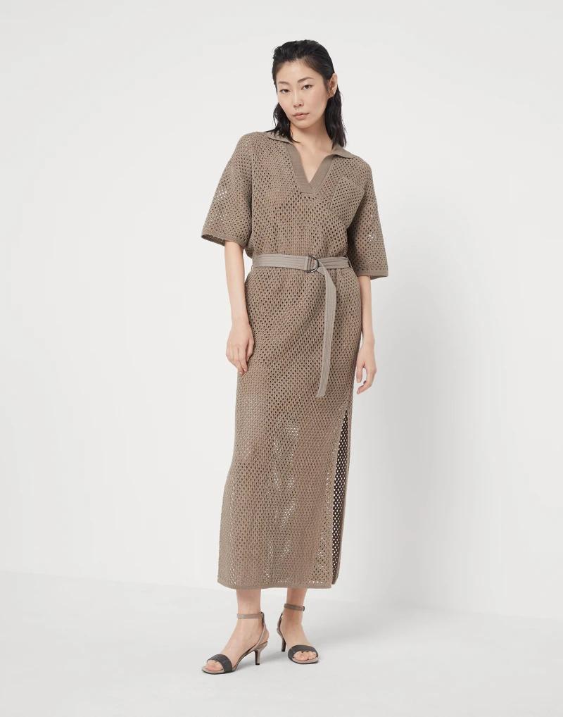 Brown Cotton Casual Dress