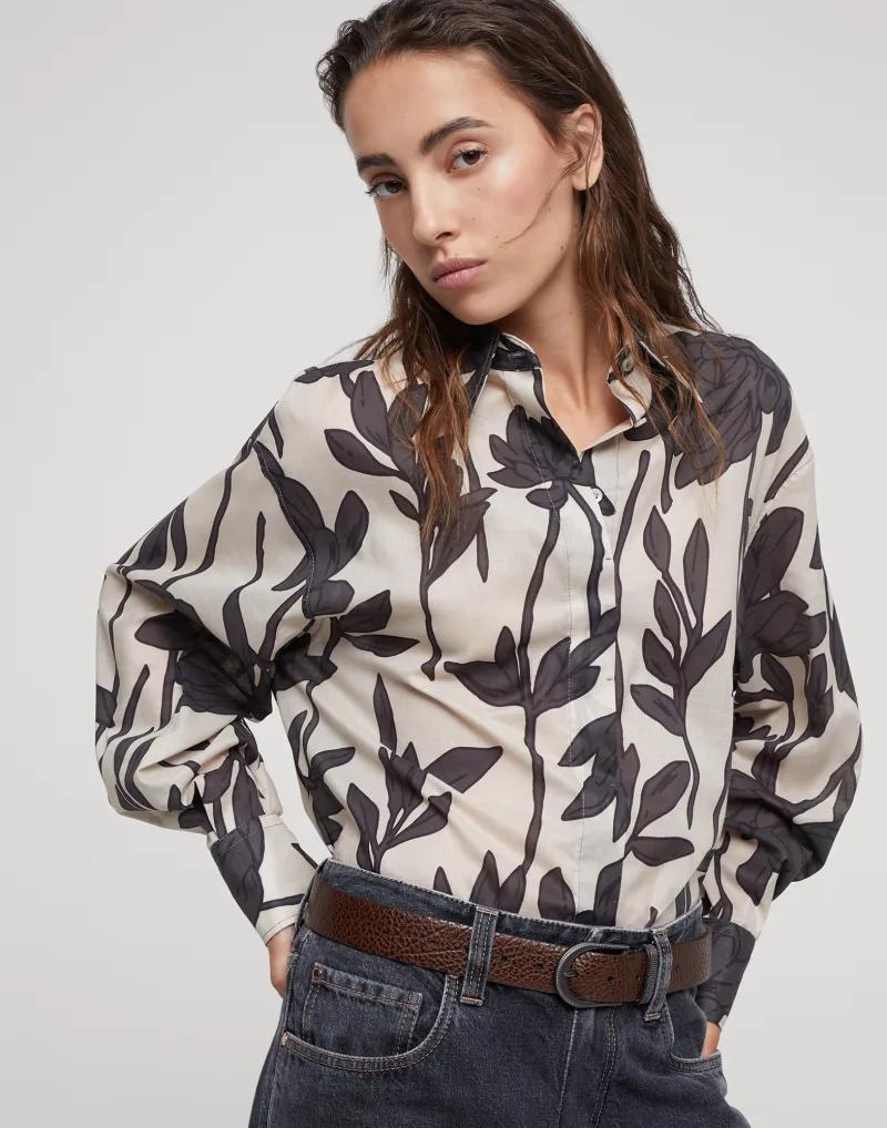 Bicolor Cotton Pattern Shirt