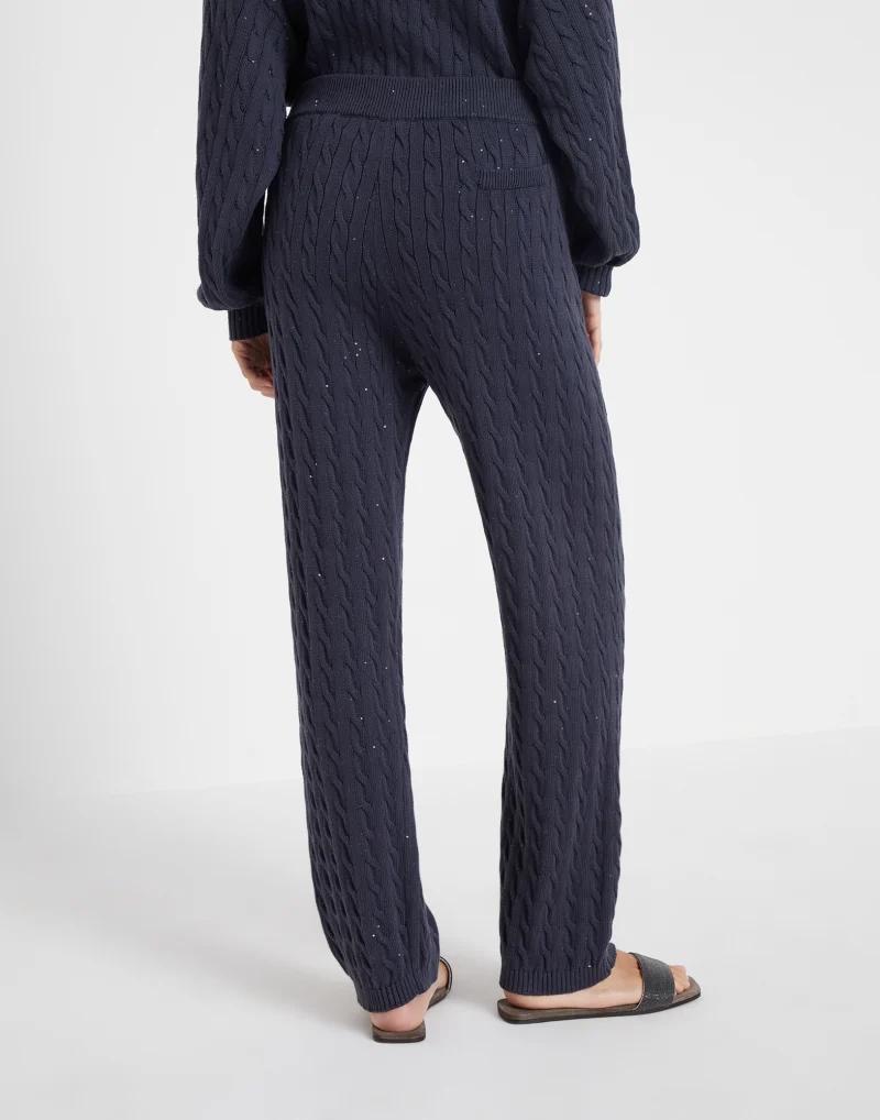 Blue Cotton Casual Pants