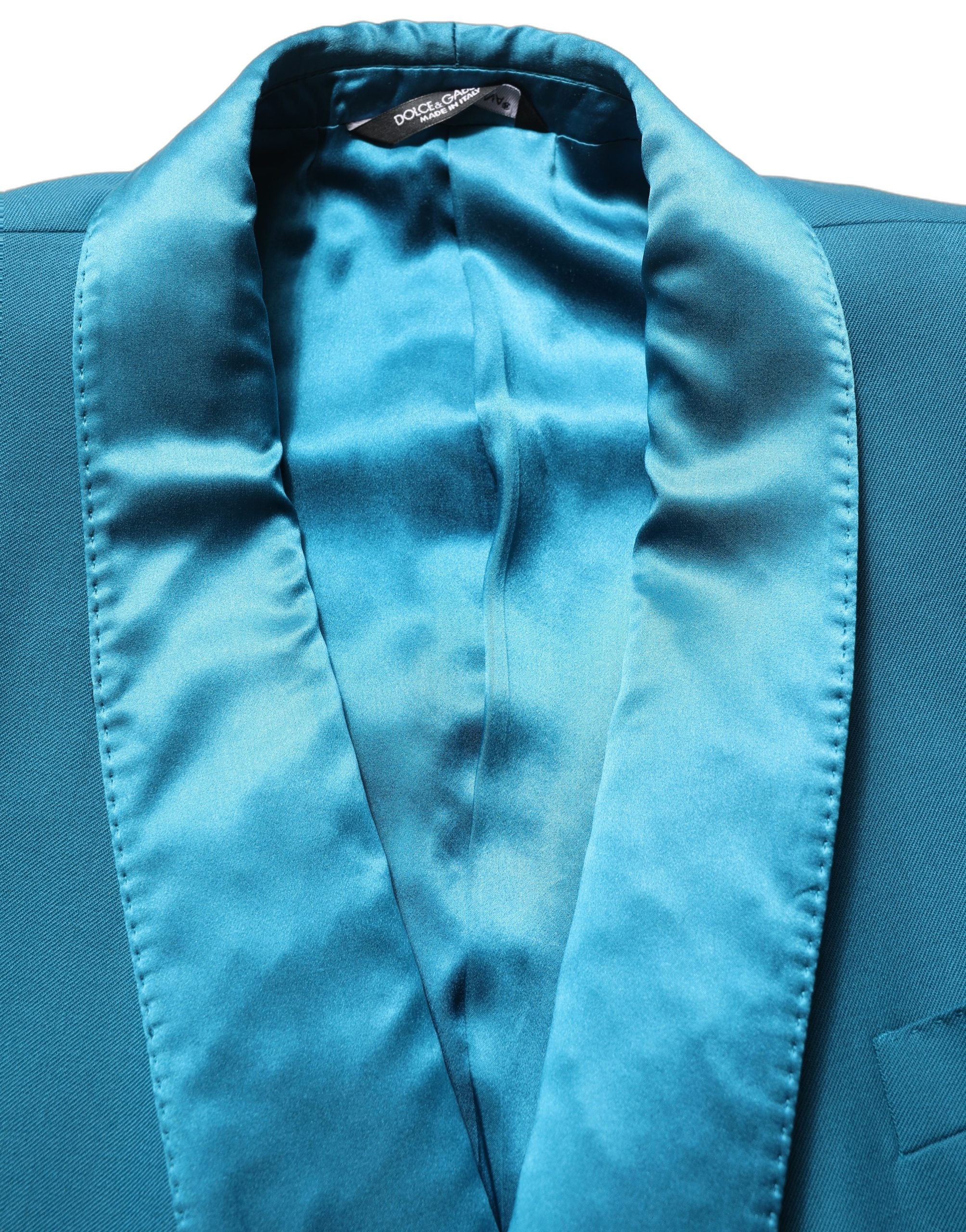 Teal Wool Double Breasted Formal Coat Blazer