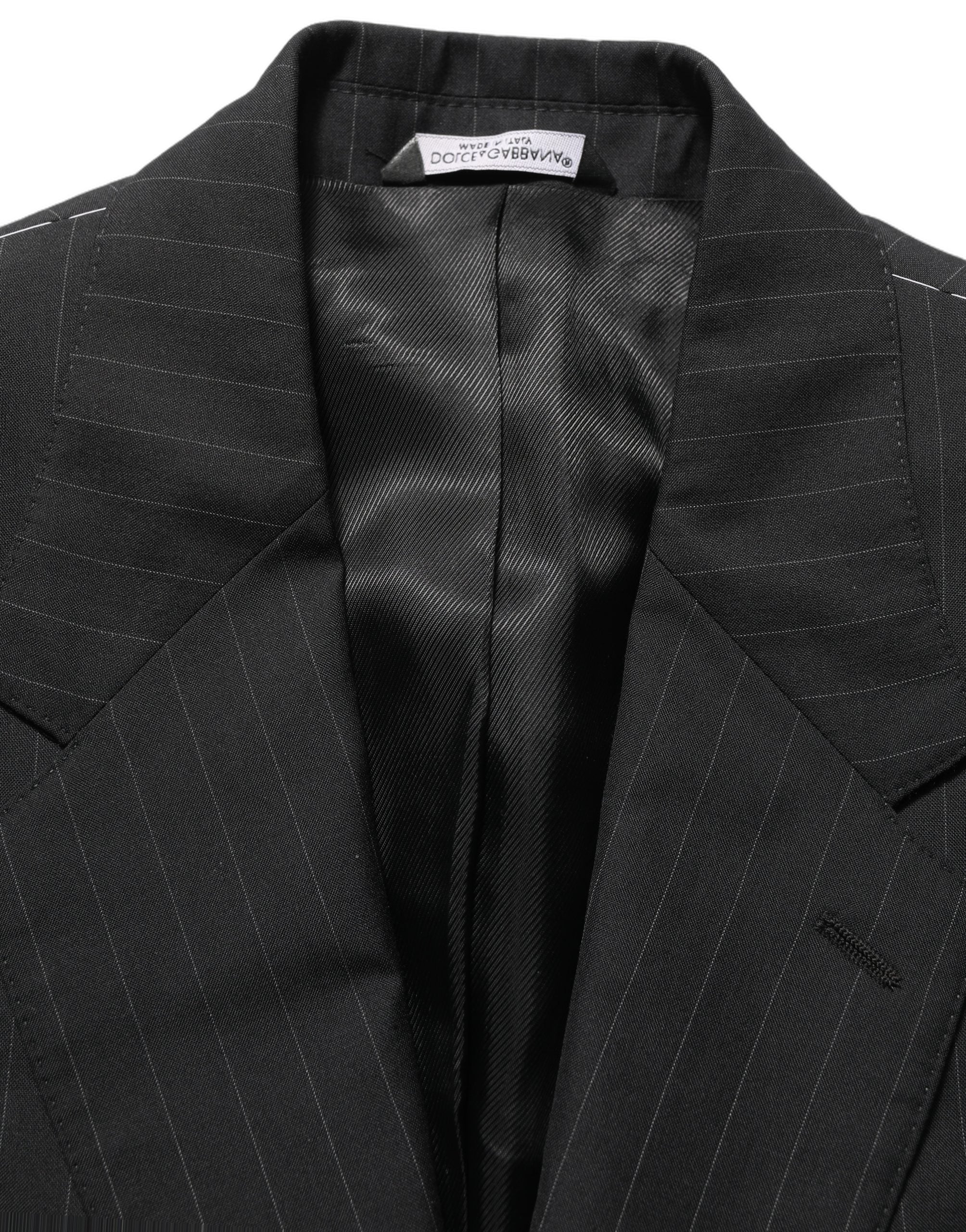 Black Stripes Wool Single Breasted Blazer
