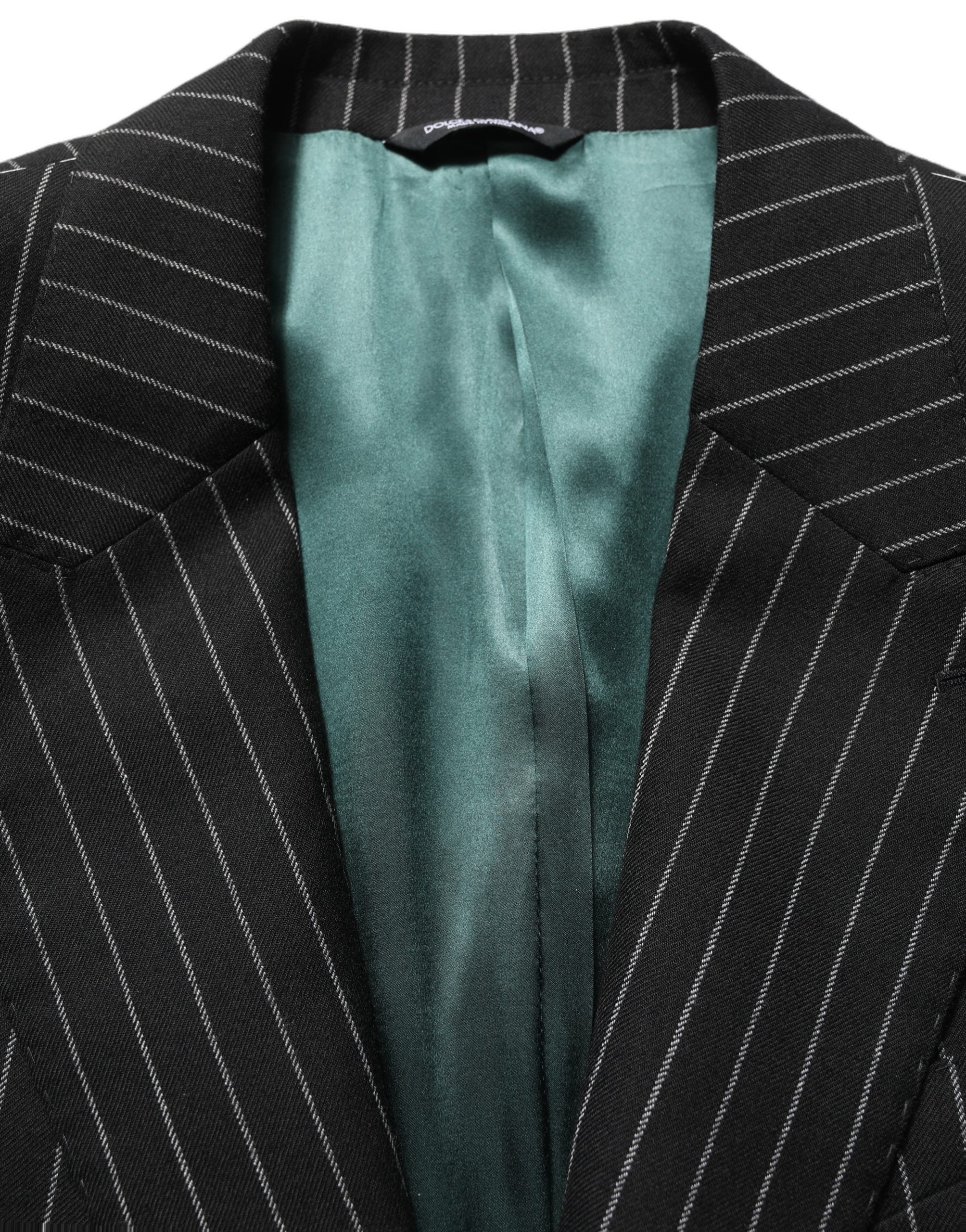 Black Stripes Wool Single Breasted Blazer
