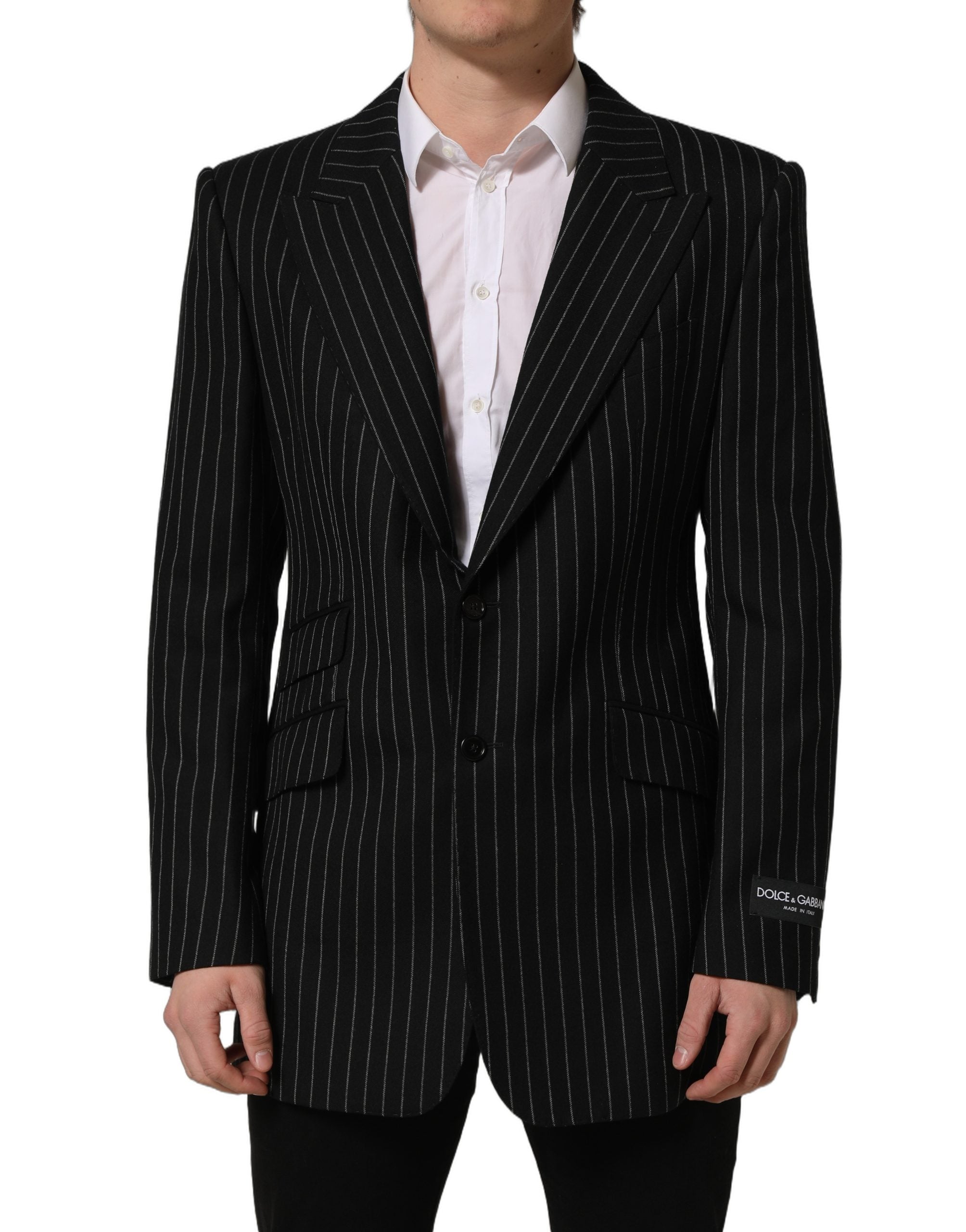 Black Stripes Wool Single Breasted Blazer