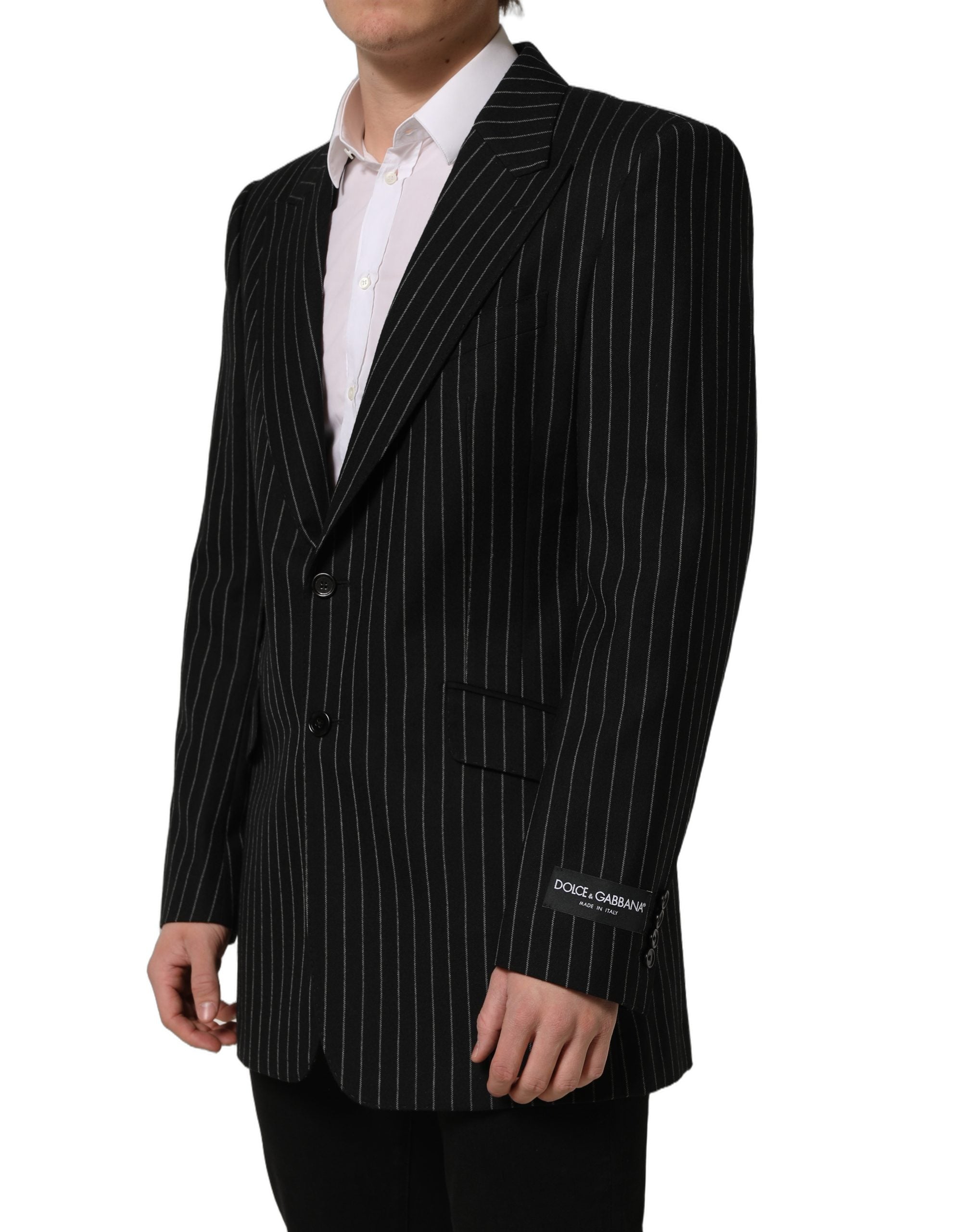 Black Stripes Wool Single Breasted Blazer