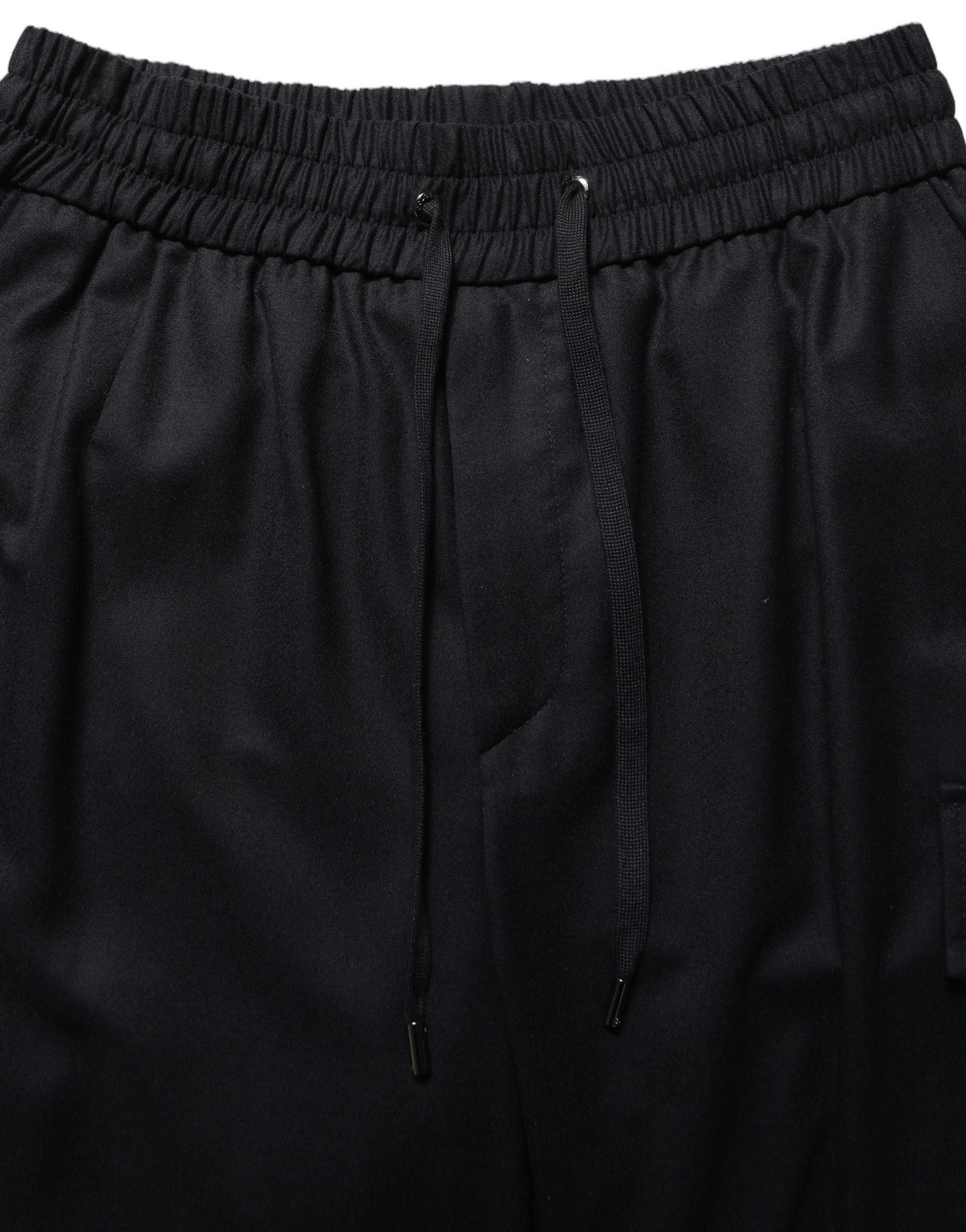 Black Mid Waist Cargo Jogger Sweatpants Pants