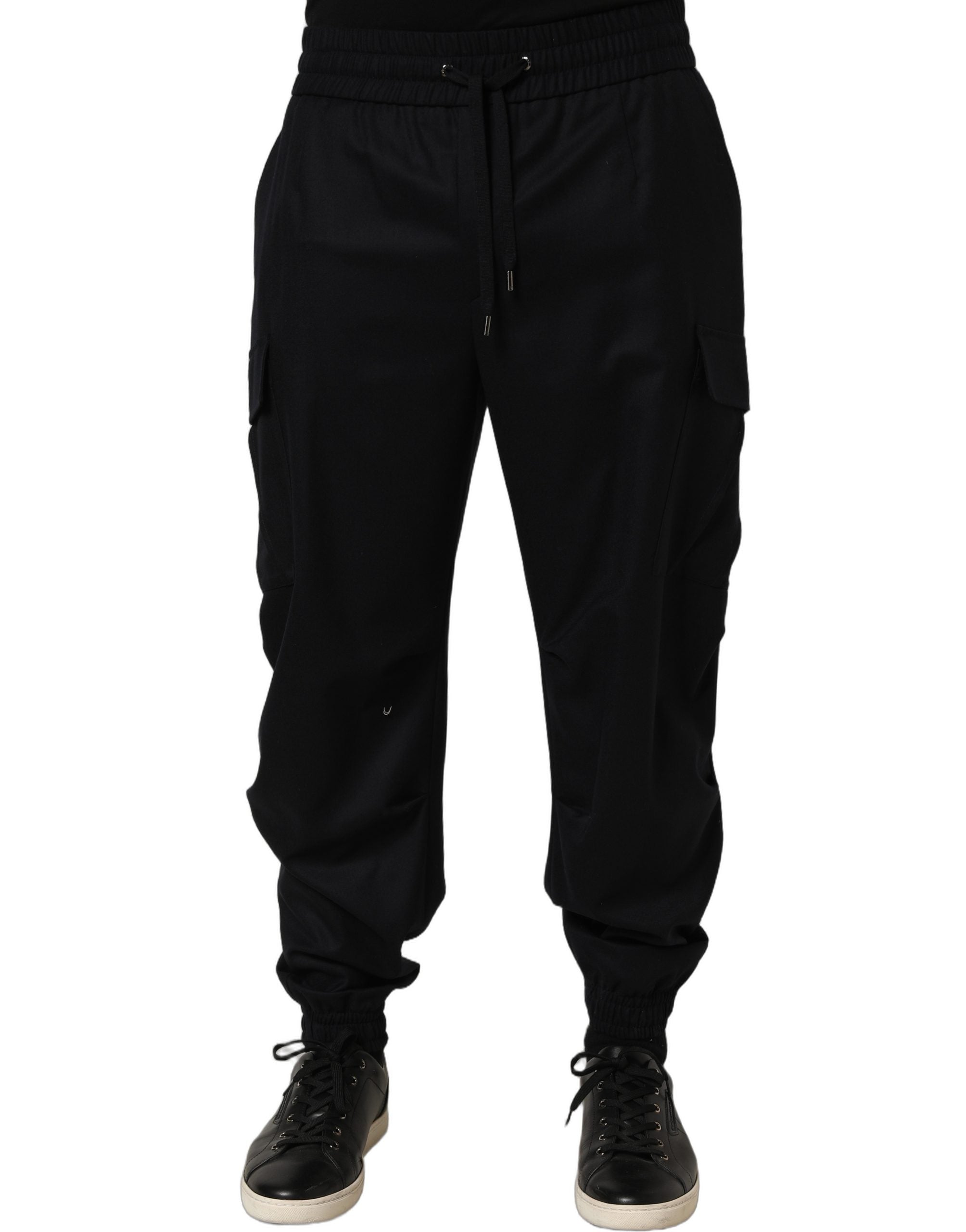 Black Mid Waist Cargo Jogger Sweatpants Pants