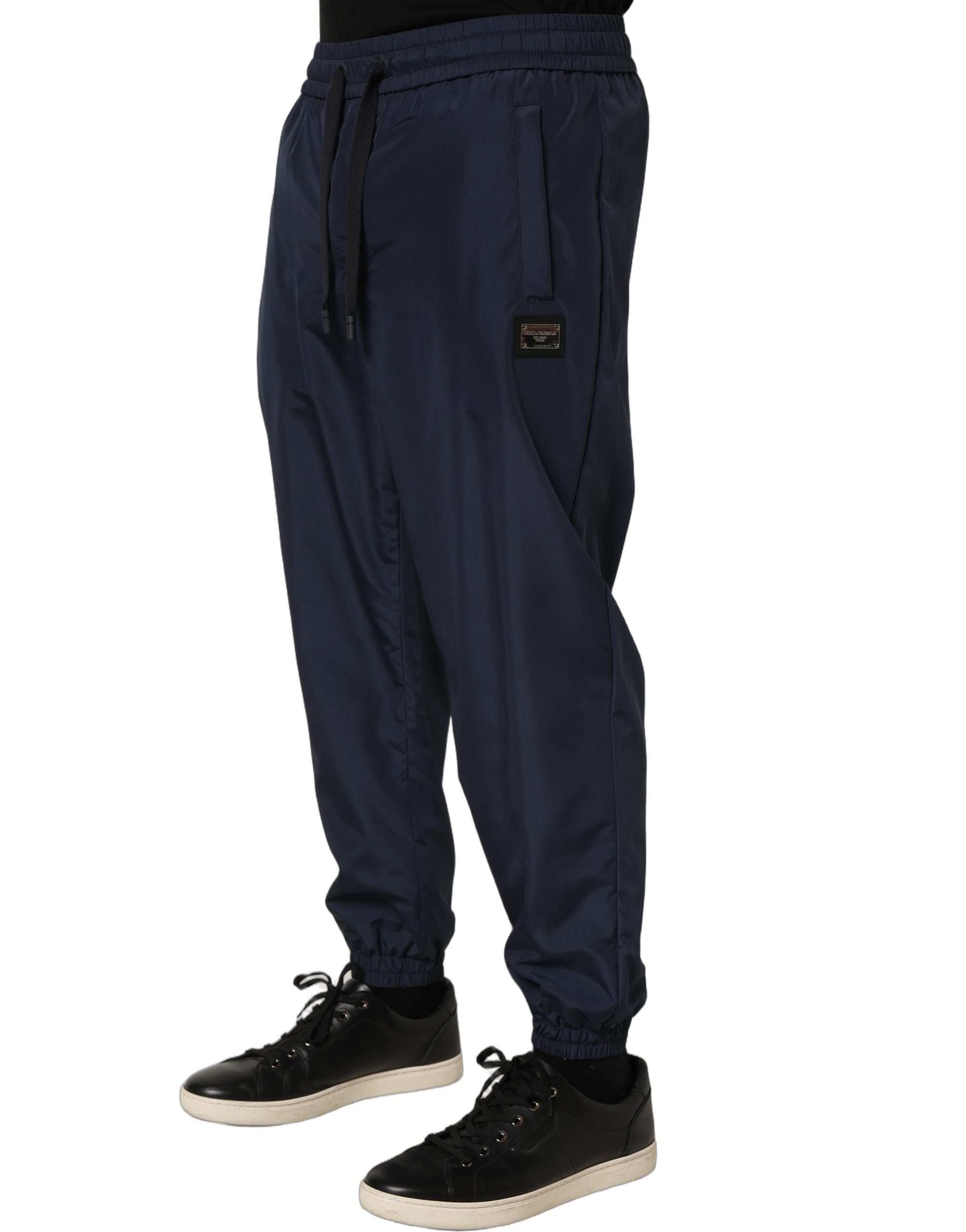 Dark Blue Polyester Jogger Sweatpants Pants