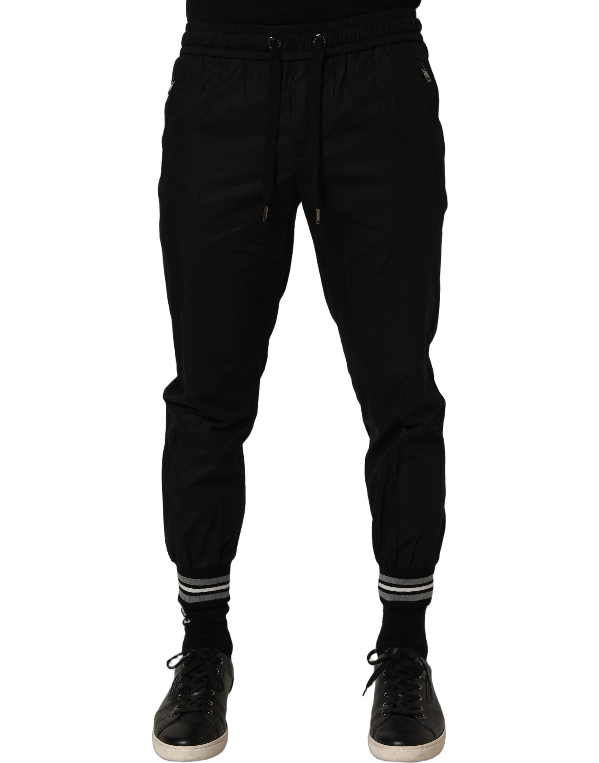 Black Cotton Mid Waist Jogger Sweatpants Pants