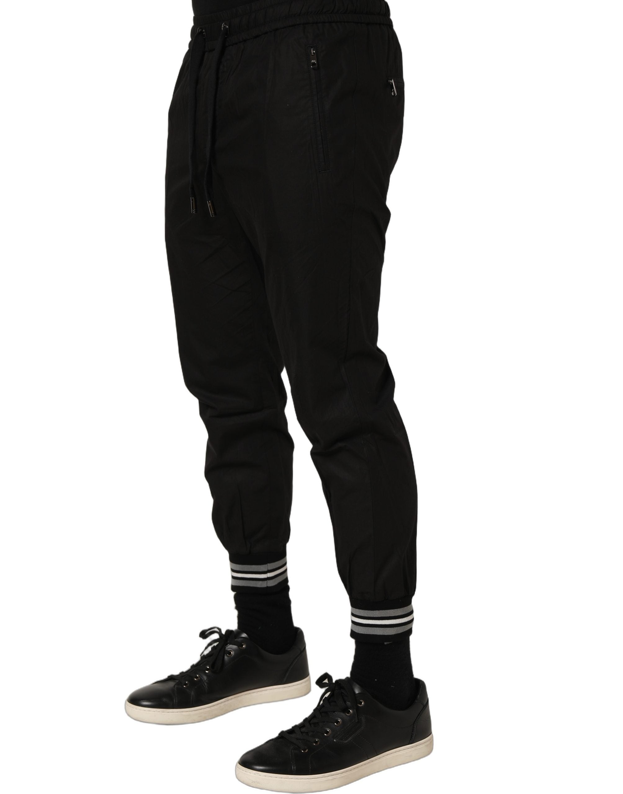 Black Cotton Mid Waist Jogger Sweatpants Pants