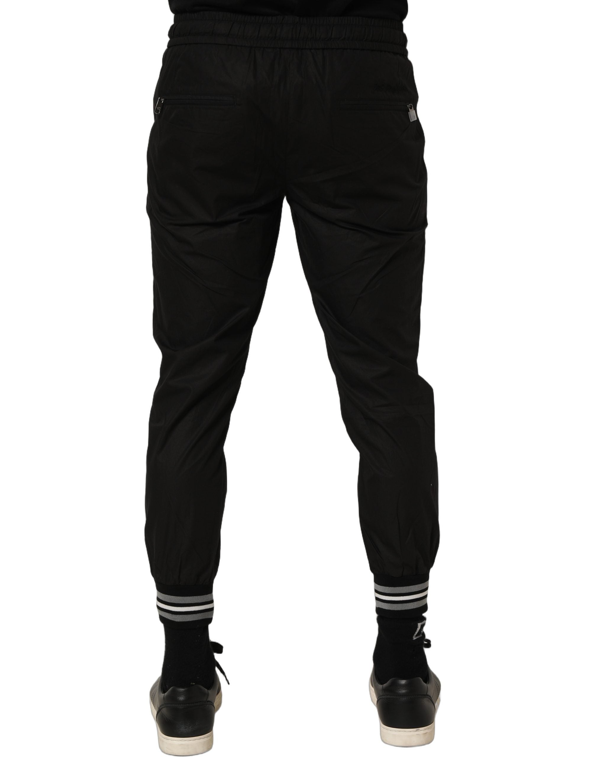 Black Cotton Mid Waist Jogger Sweatpants Pants