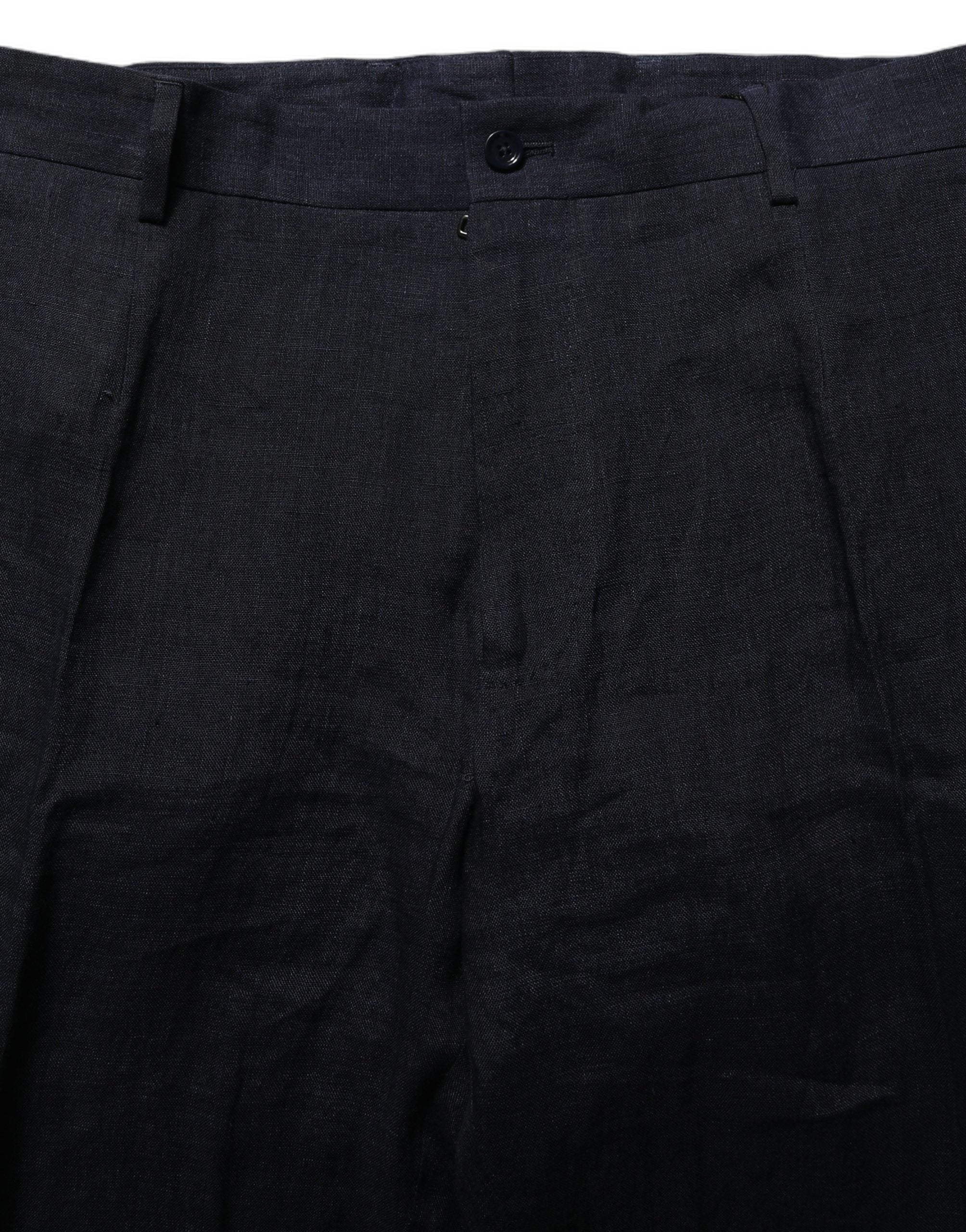 Black Linen Straight Leg Dress Trouser Pants