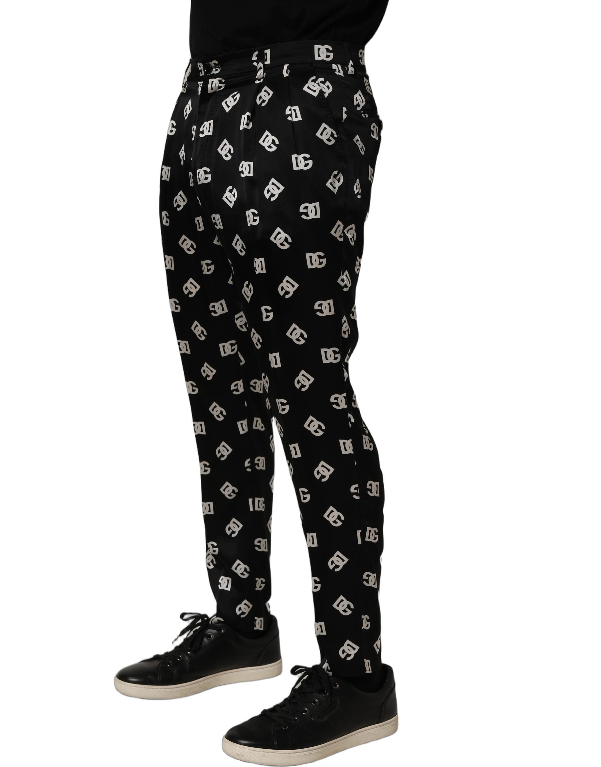 Black Silk Skinny Leg Dress Men Trouser Pants