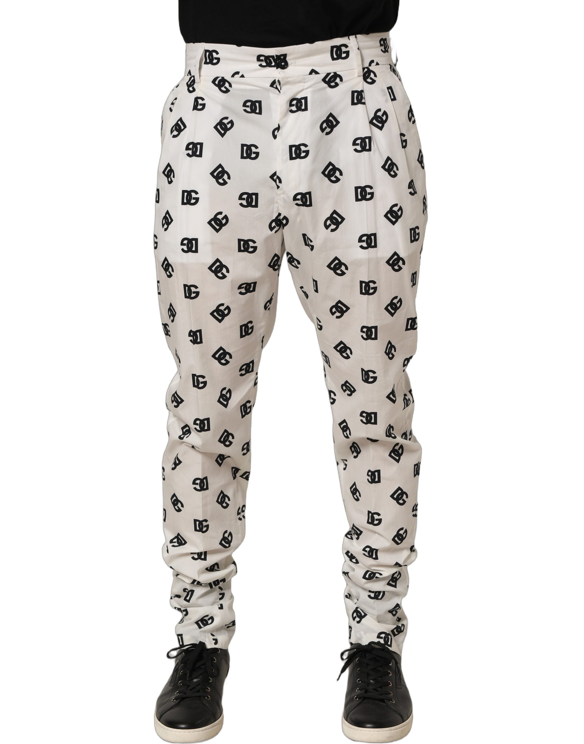 White Logo Skinny Leg Dress Men Trouser Pants
