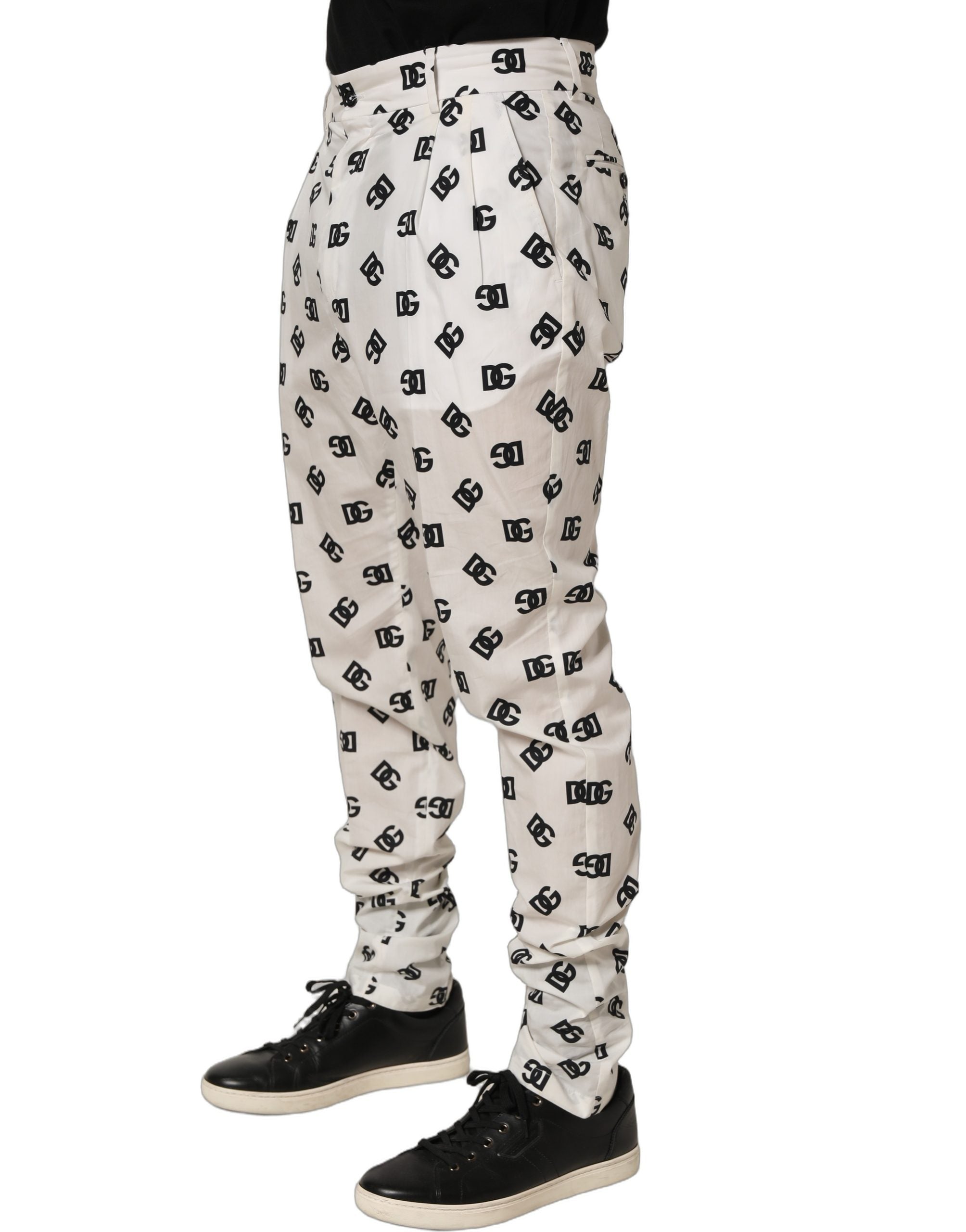 White Logo Skinny Leg Dress Men Trouser Pants