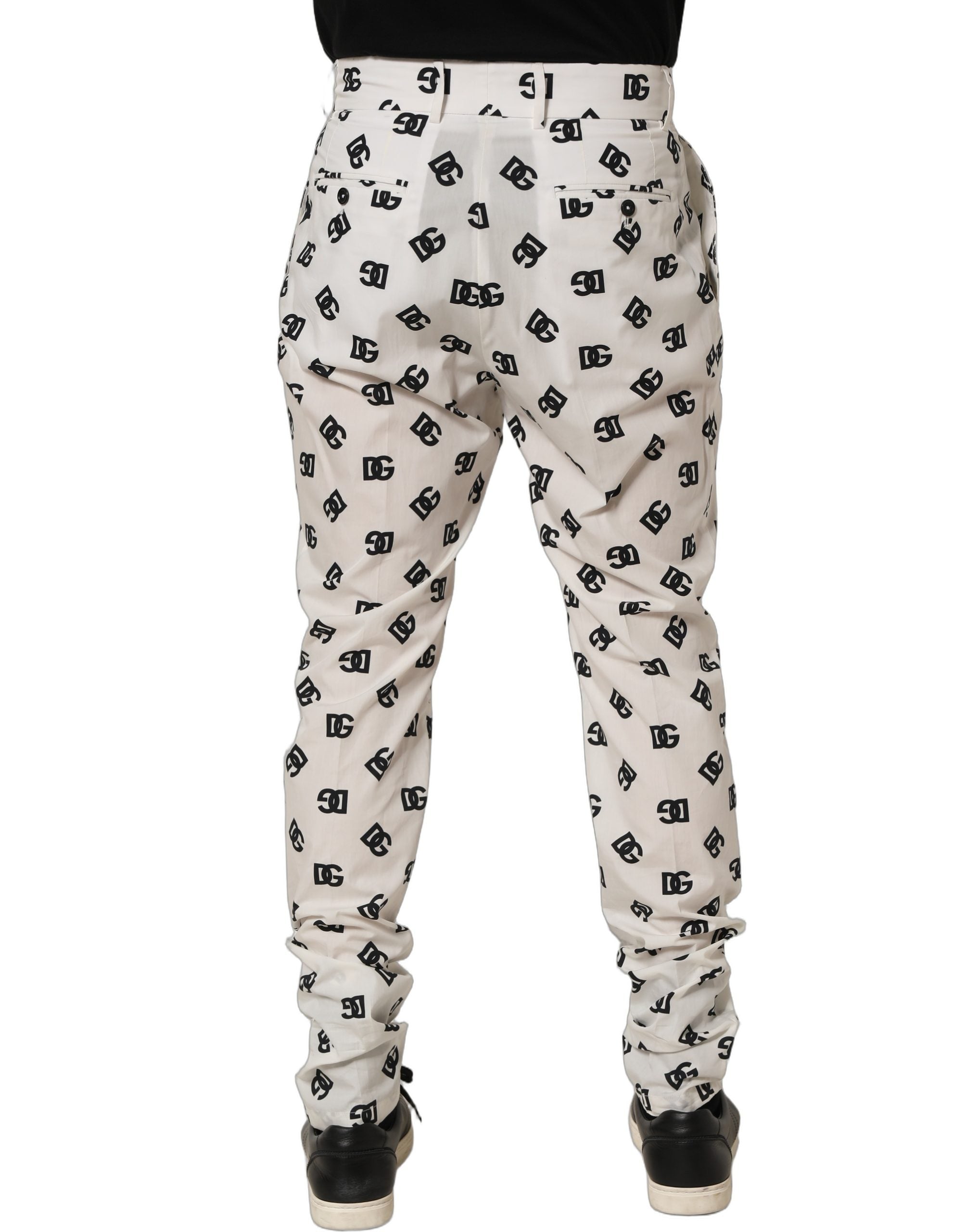 White Logo Skinny Leg Dress Men Trouser Pants