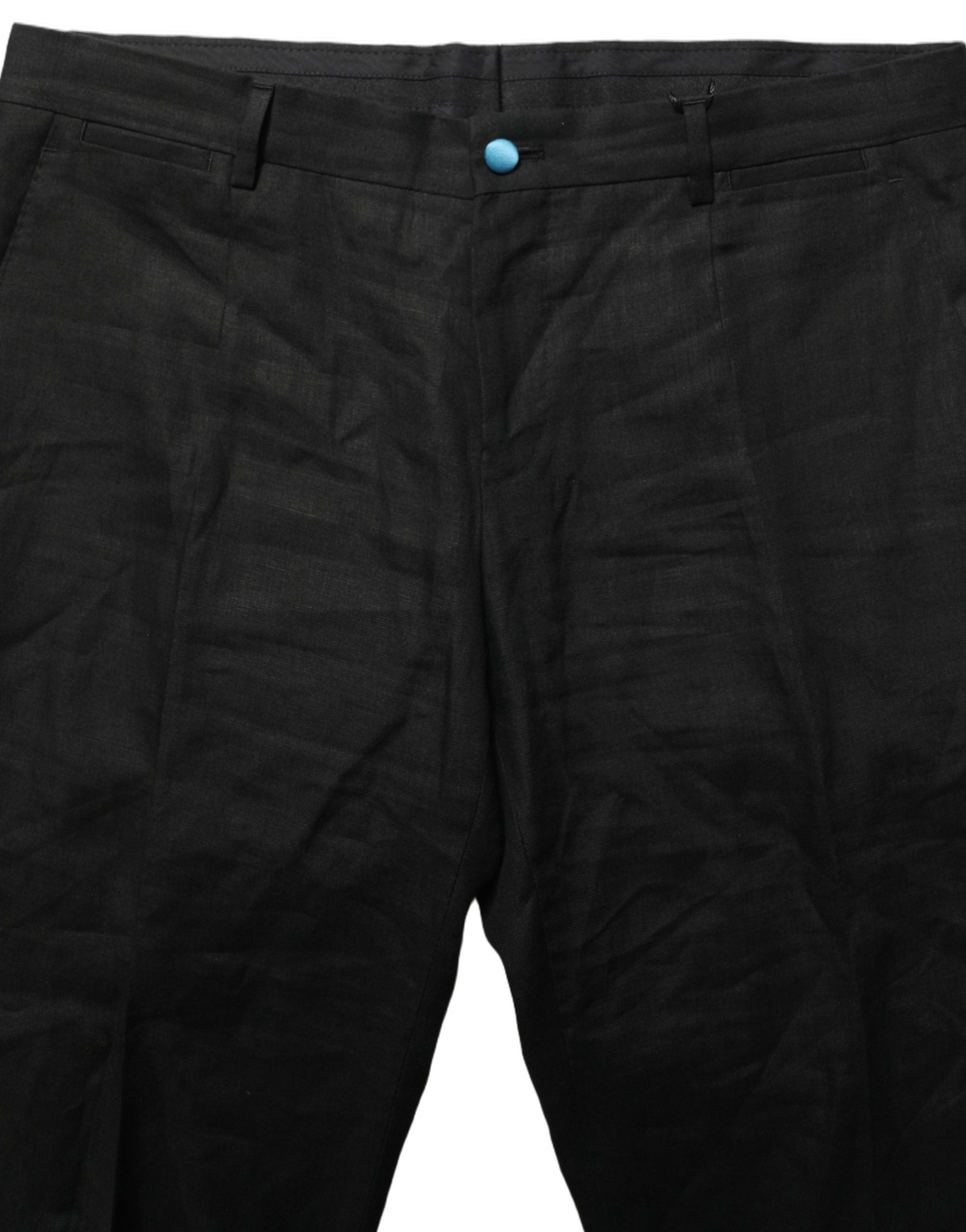 Black Linen Skinny Leg Dress Trouser Pants