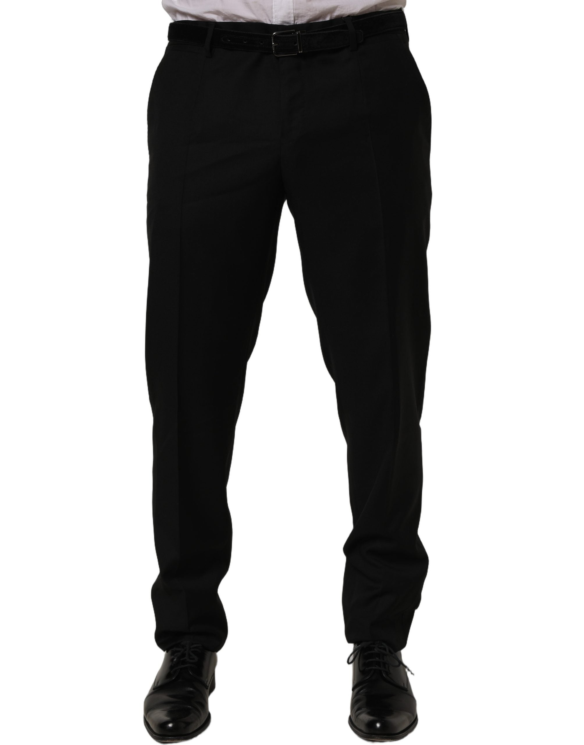 Black Wool Skinny Leg Dress Trouser Pants