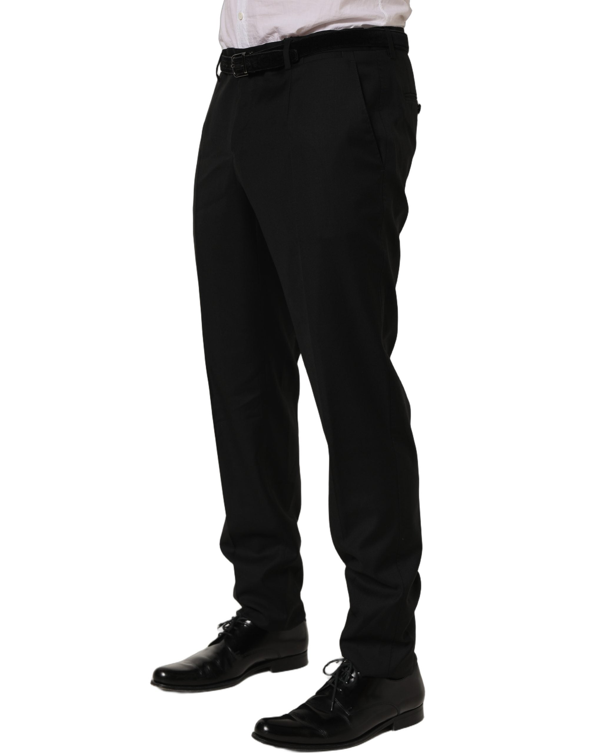 Black Wool Skinny Leg Dress Trouser Pants