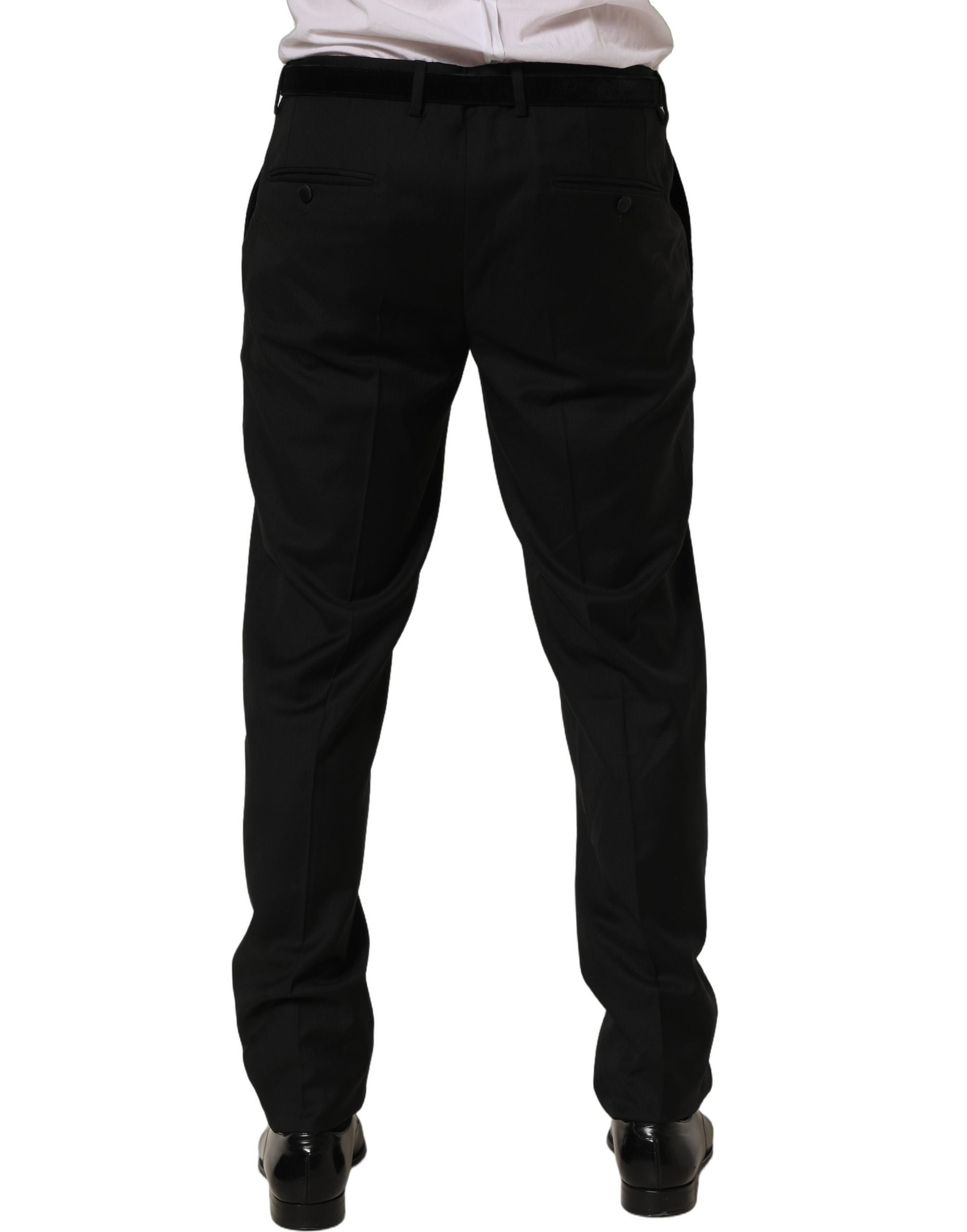Black Wool Skinny Leg Dress Trouser Pants