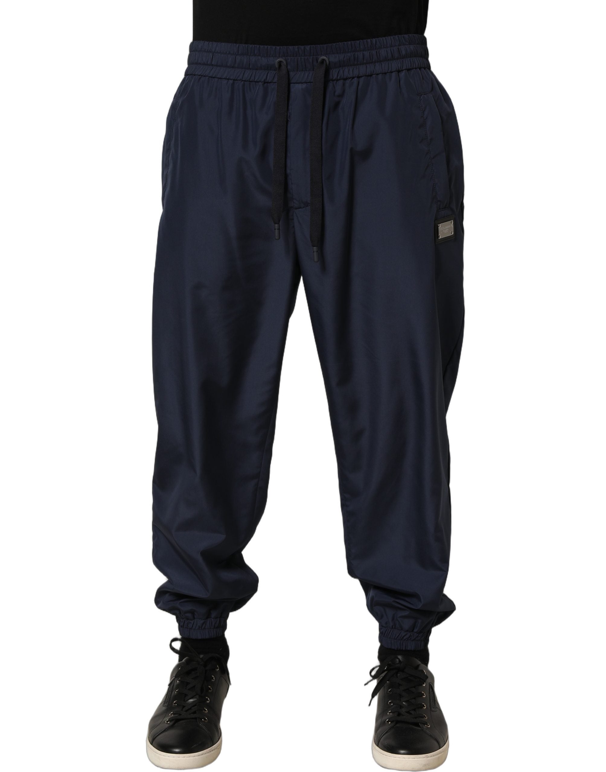 Dark Blue Polyester Jogger Sweatpants Pants
