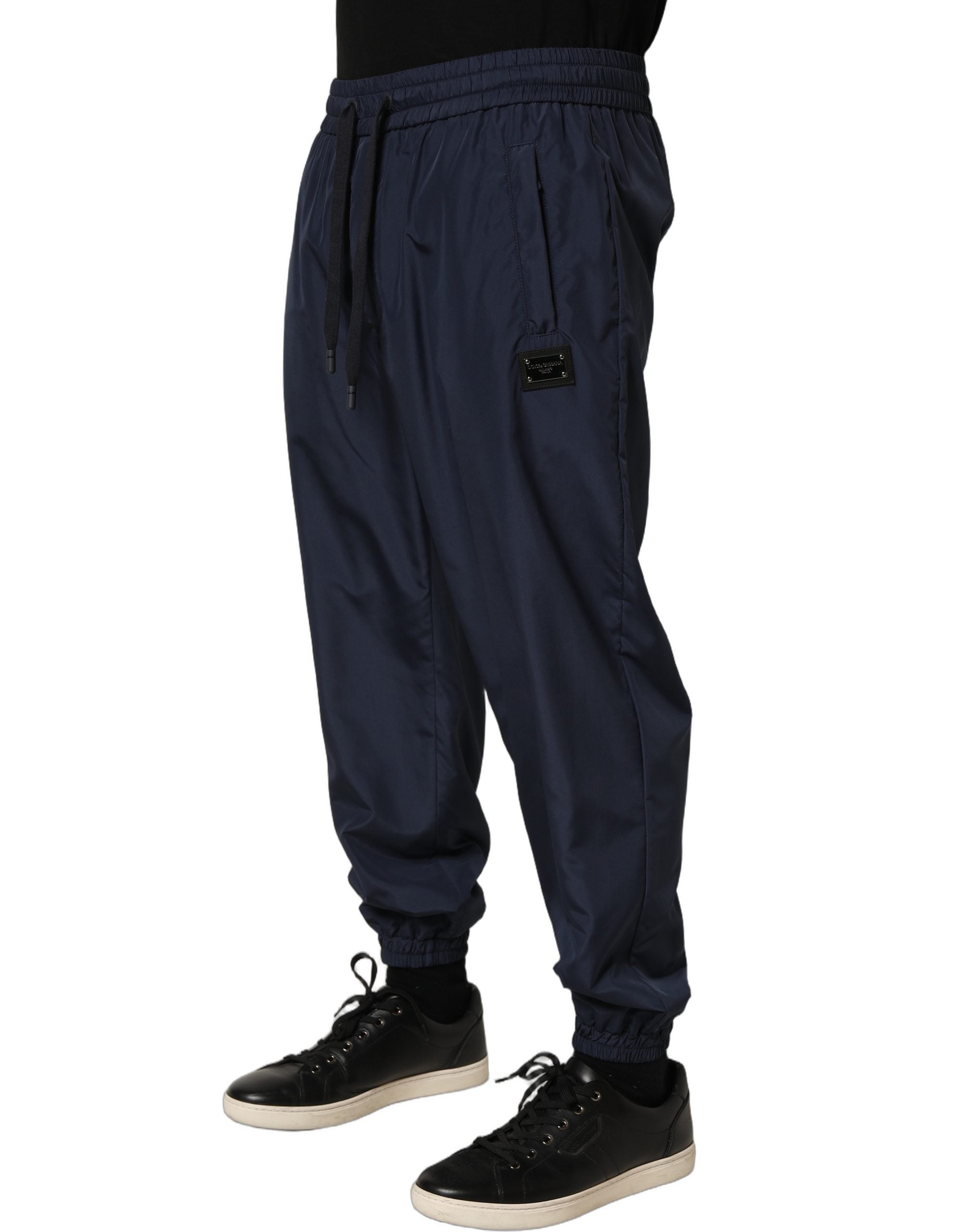 Dark Blue Polyester Jogger Sweatpants Pants