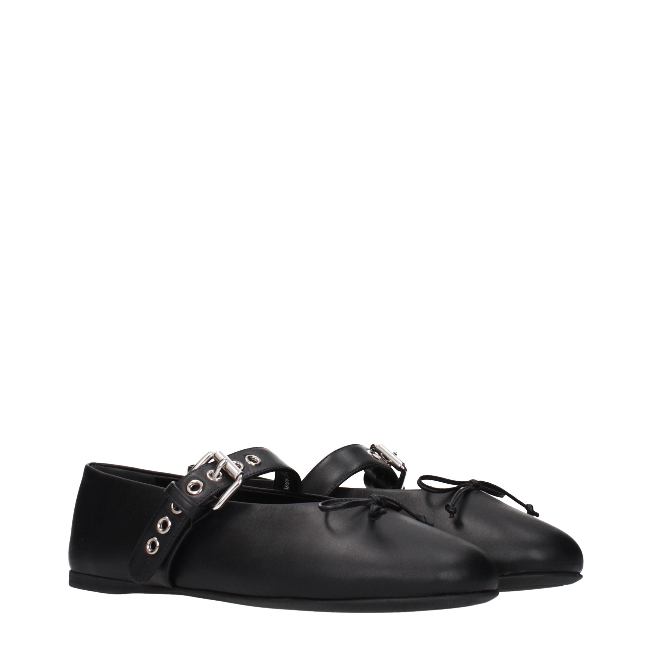 Black Leather Ballet Flats