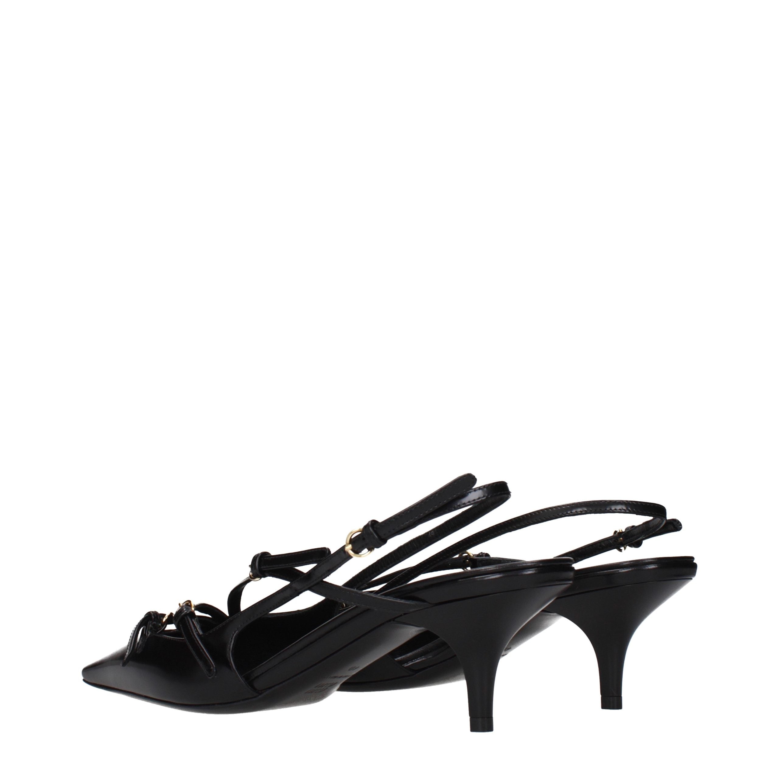 Black Leather High Heel Pumps