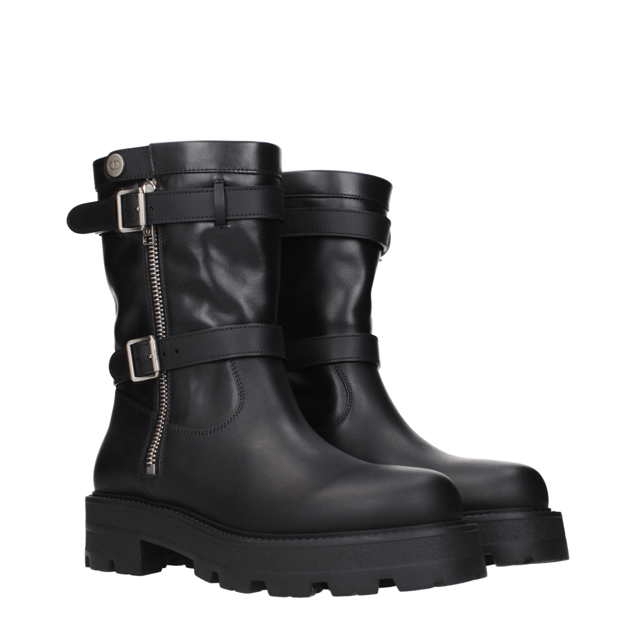 Black Leather Ankle Boots