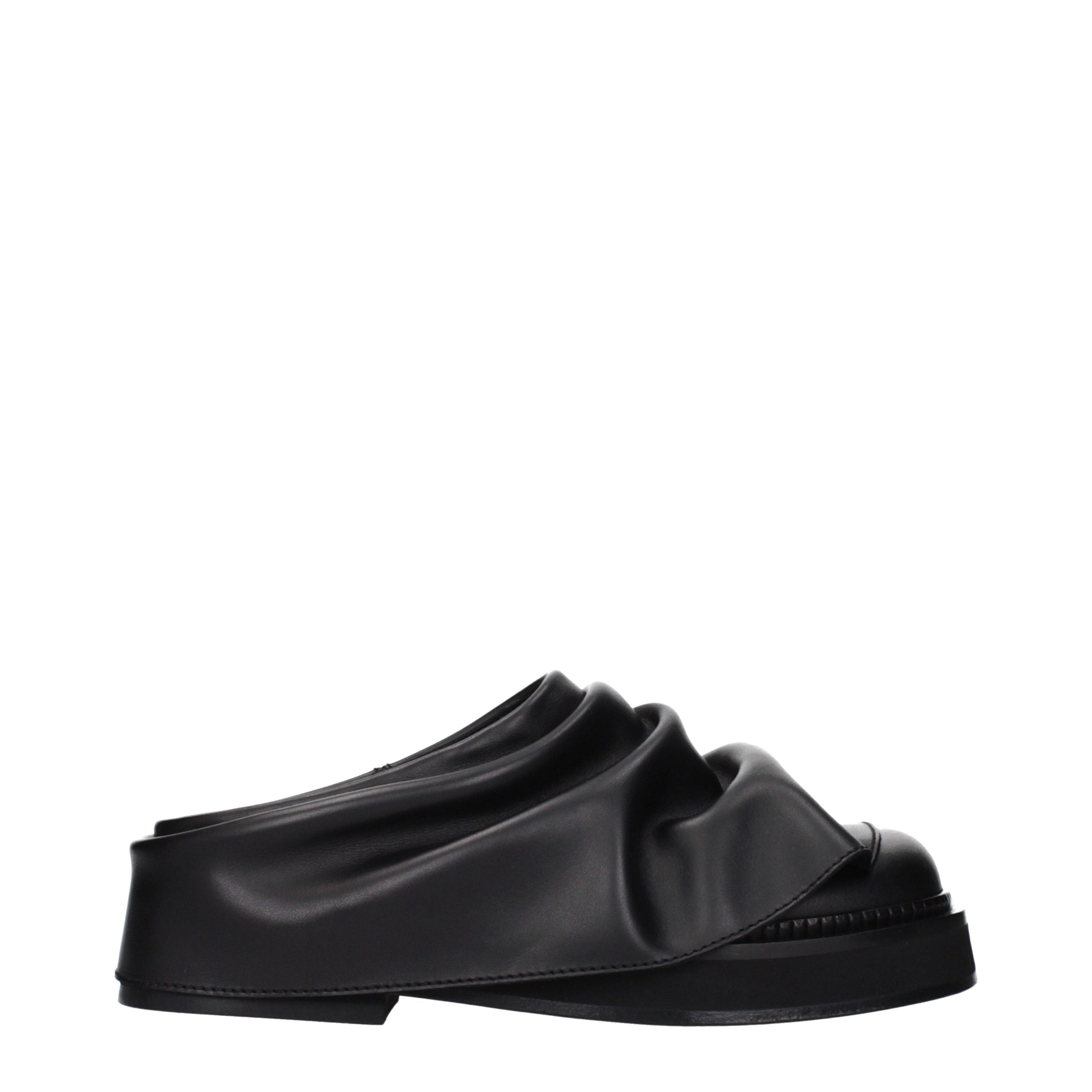 Black Leather Slippers