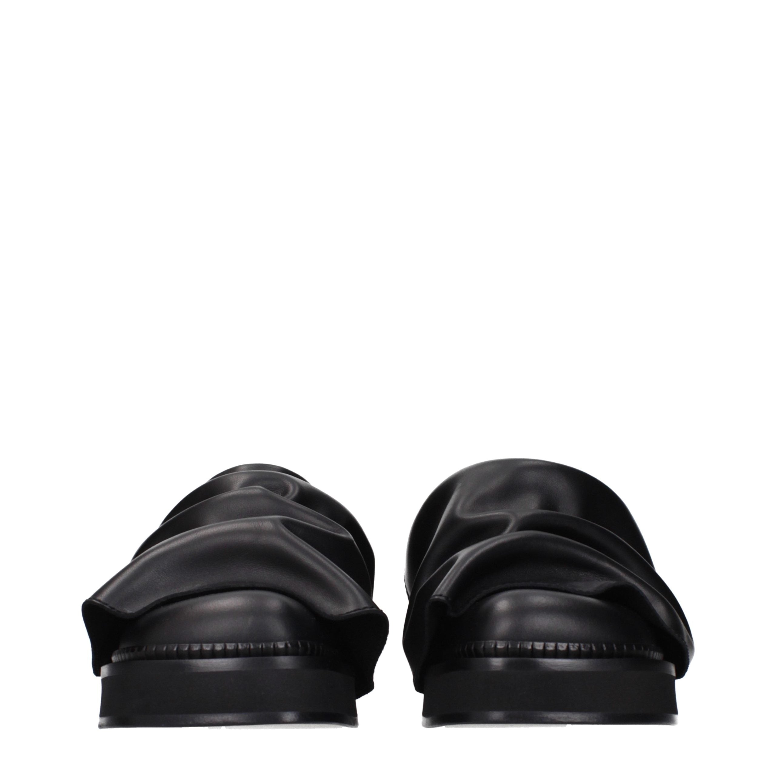 Black Leather Slippers