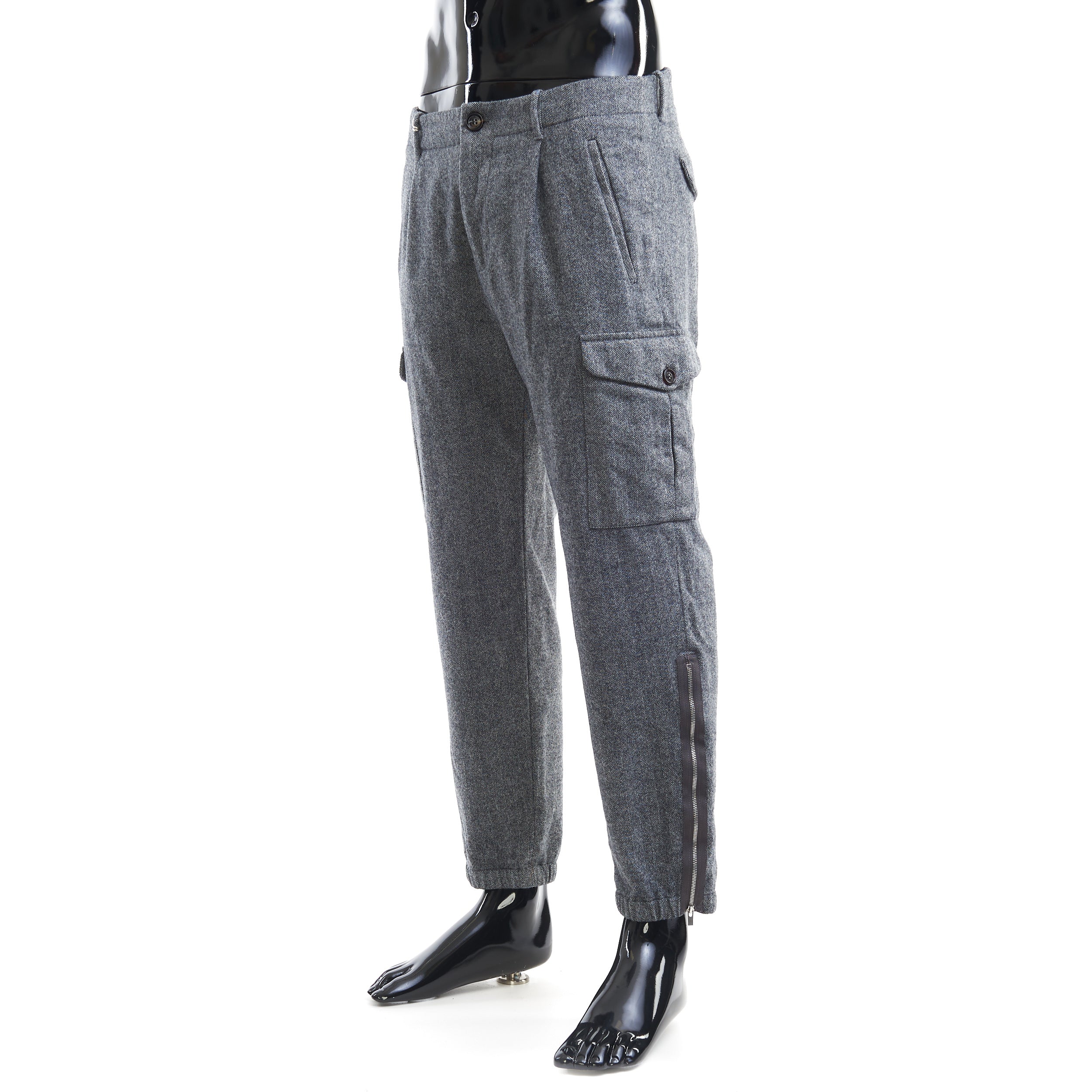 Gray Wool Cargo Pants