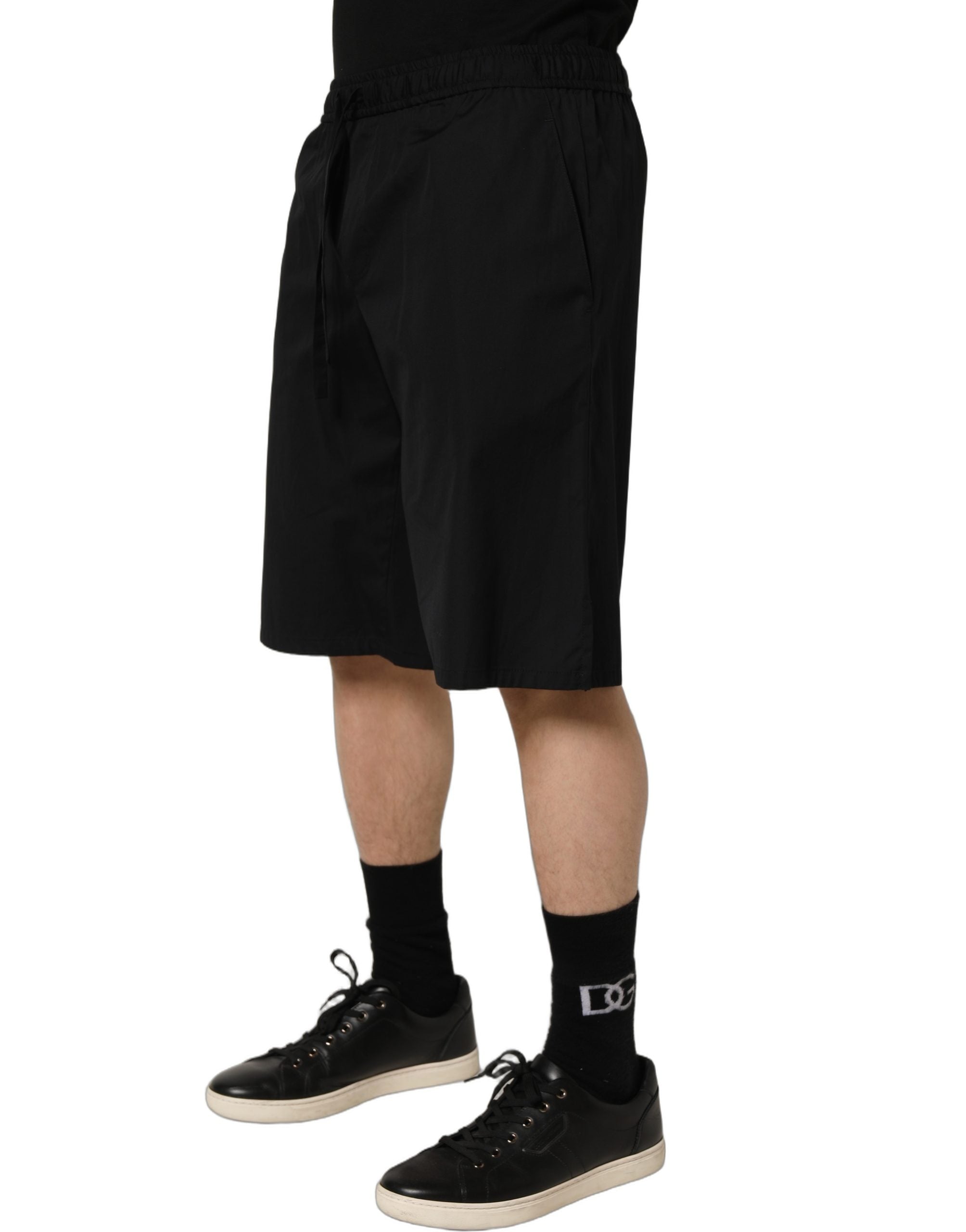 Black Cotton Sweatshorts Men Bermuda Shorts