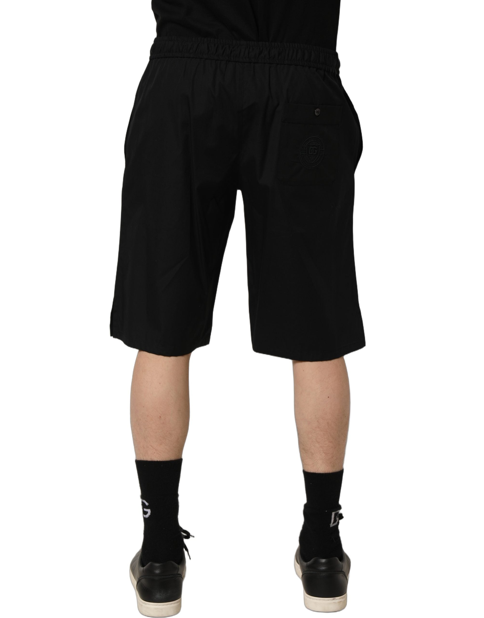Black Cotton Sweatshorts Men Bermuda Shorts