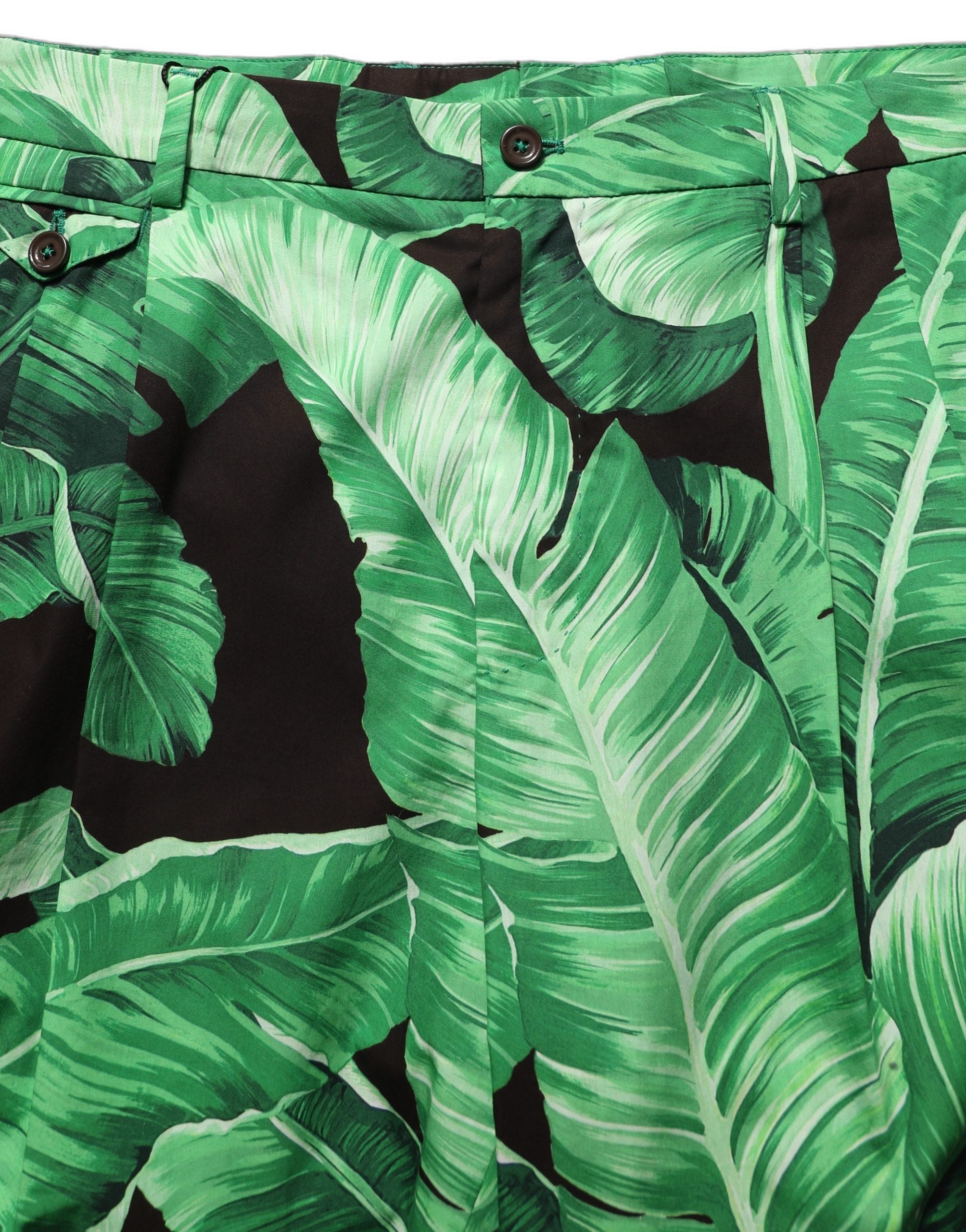 Black Green Banana Leaf Men Bermuda Shorts