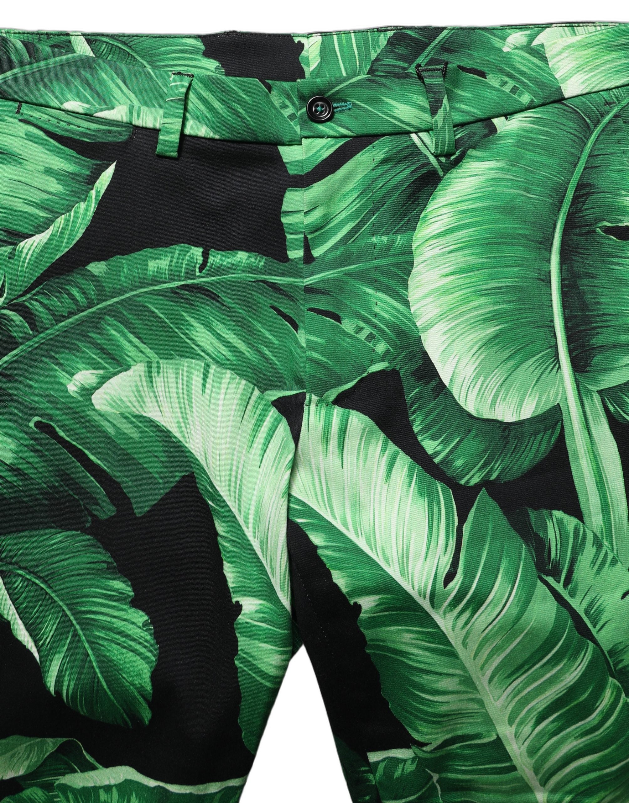 Black Green Banana Leaf Men Bermuda Shorts